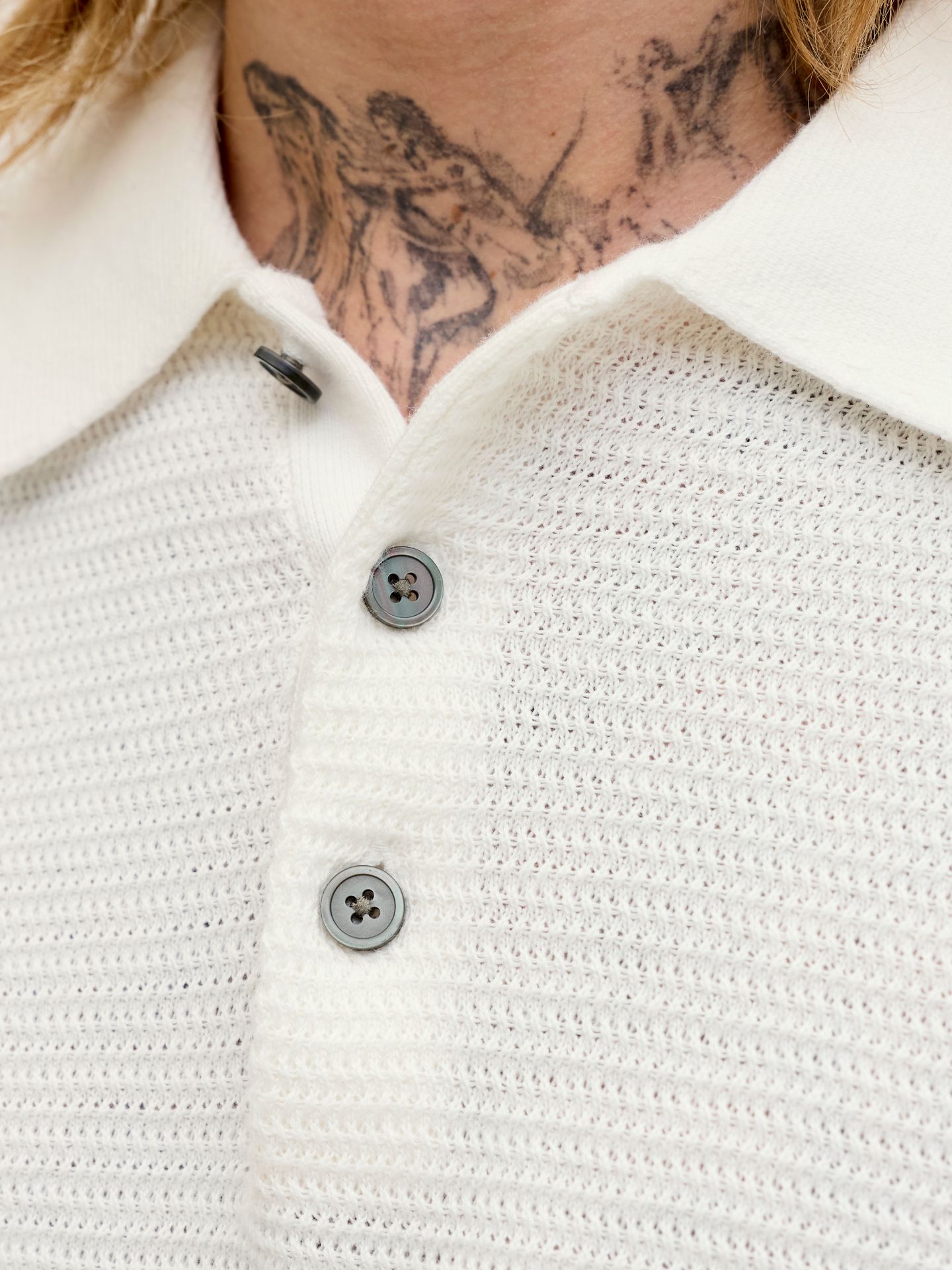 Jack & Jones JPRBLURILEY KNIT POLO SS SN Cloud Dancer 2900165181027