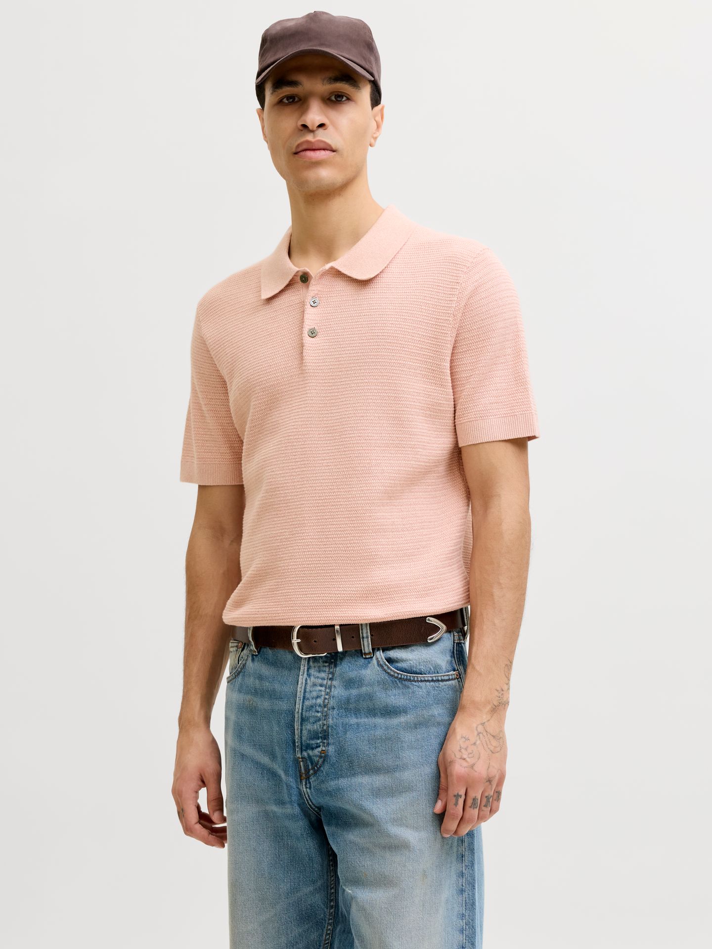 Jack & Jones JPRBLURILEY KNIT POLO SS SN Misty Rose/twist 2900166131045