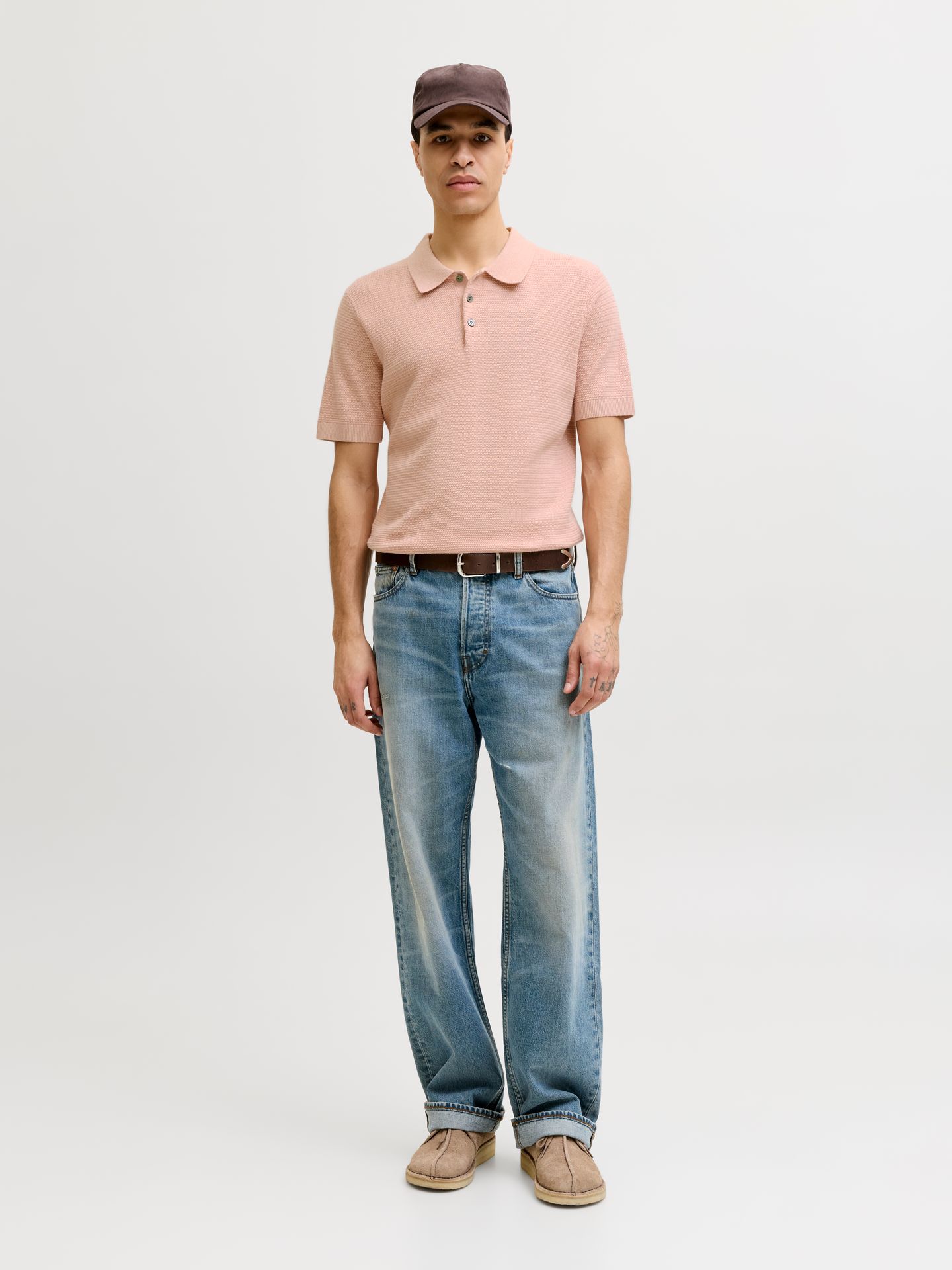 Jack & Jones JPRBLURILEY KNIT POLO SS SN Misty Rose/twist 2900166131045