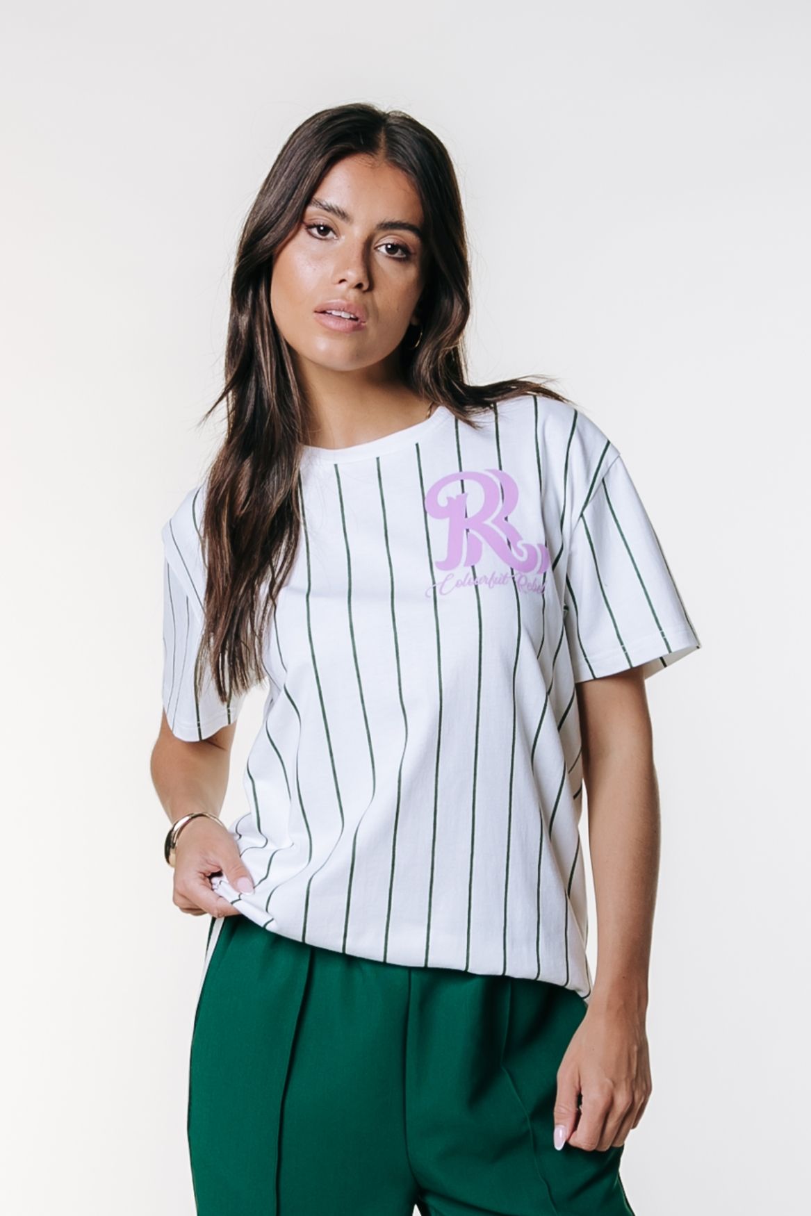 Colourful Rebel Baseball Striped Loosefit Tee 118 standard white 00117324-EKA26011600000039