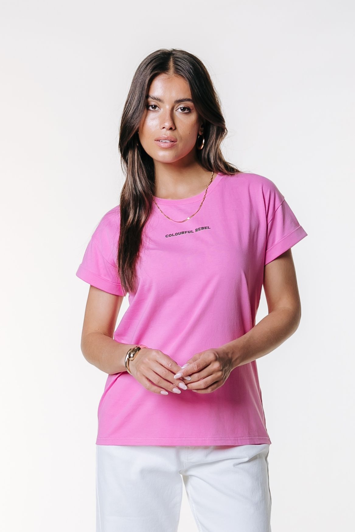 Colourful Rebel Uni Logo Boxy Tee 612 light pink 00117326-EKA26011600000062