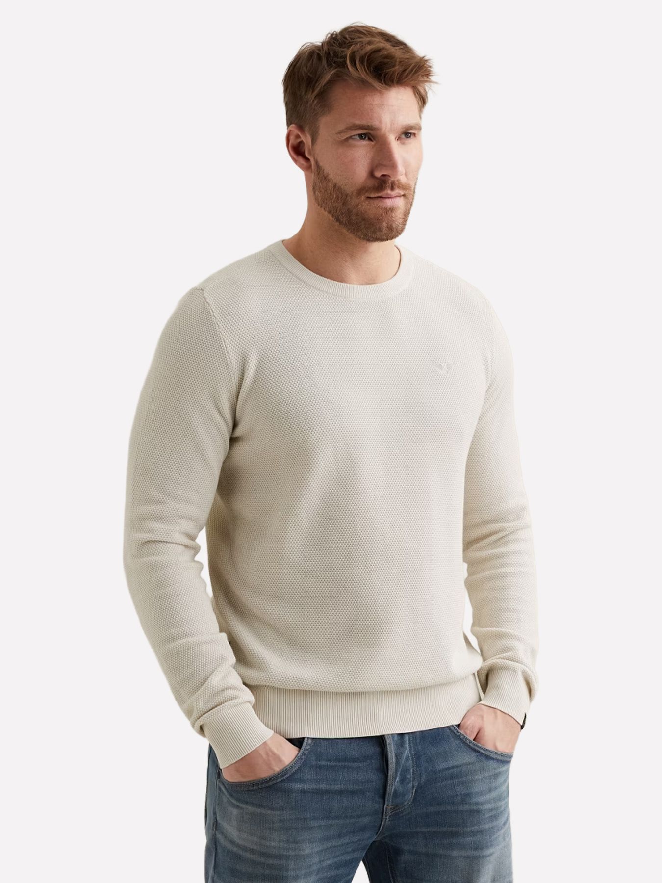 Pme Legend R-neck cotton modal Bone White Melee 00117340-910