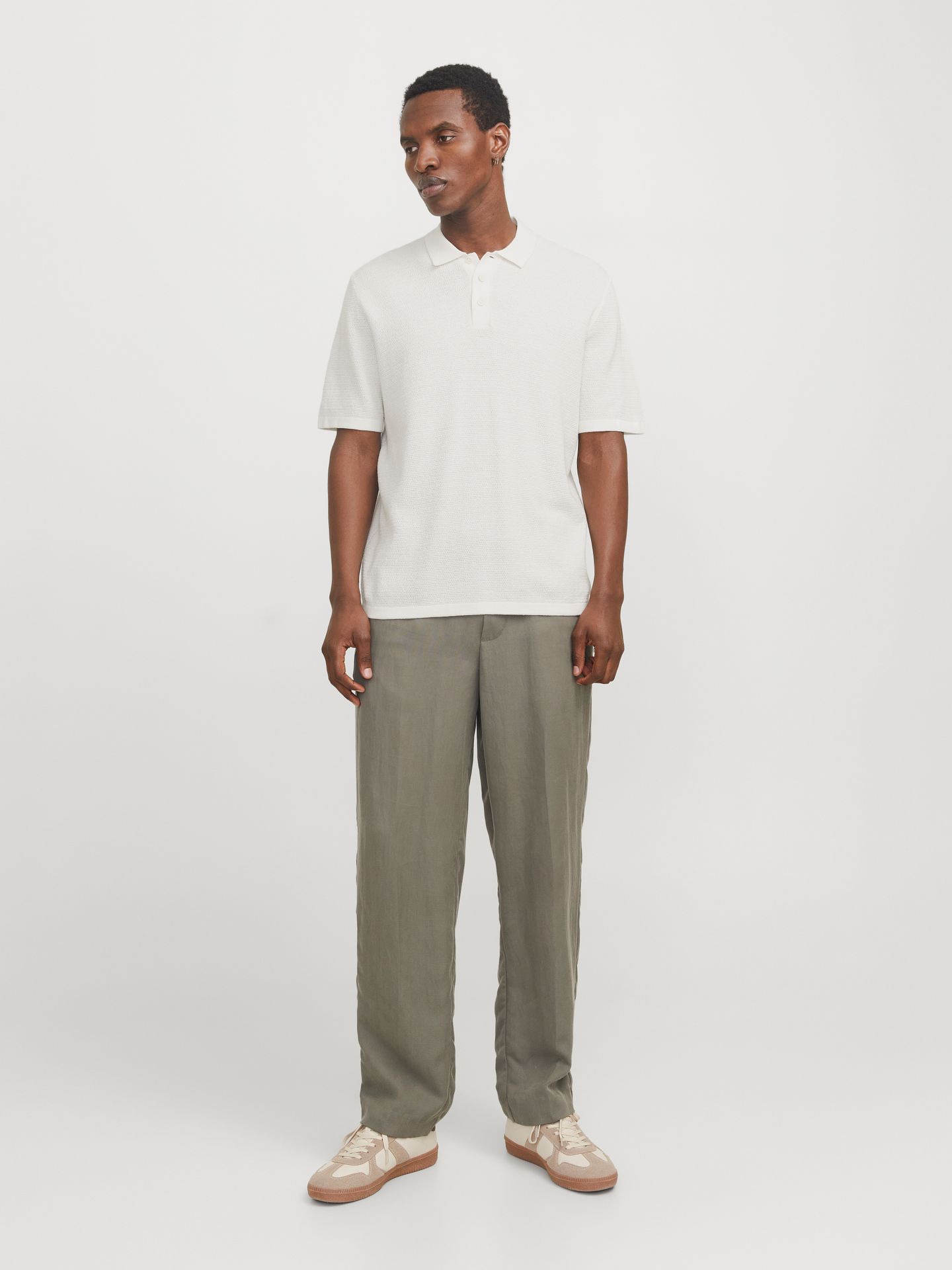 Jack & Jones JJEGEORGE KNIT POLO SS SN Cloud Dancer 2900165487013