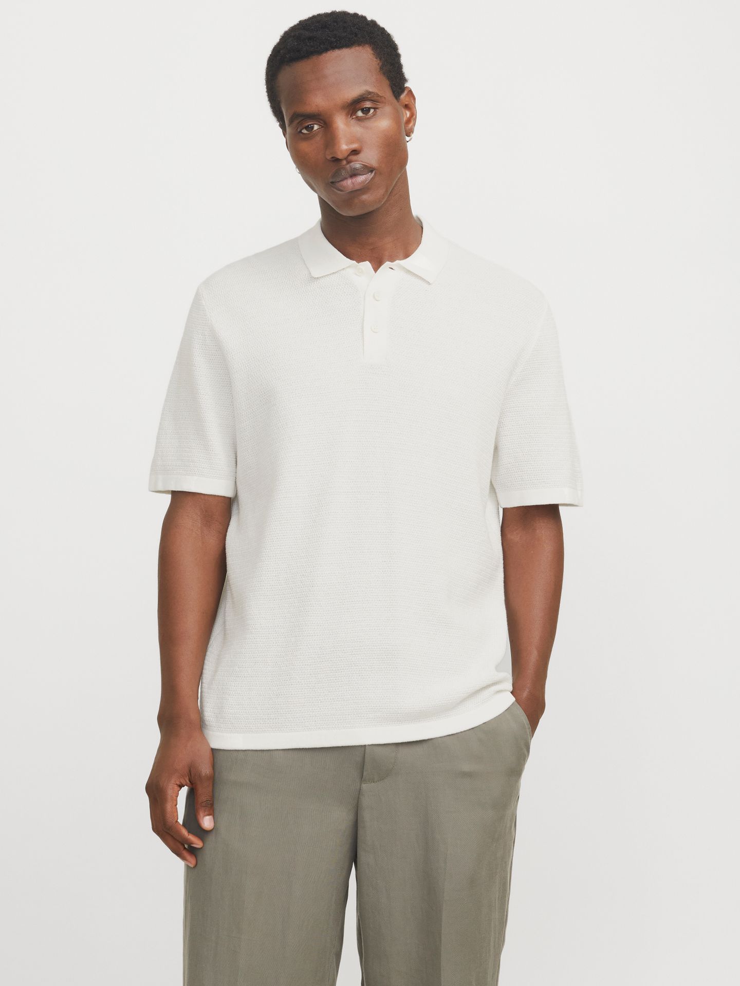 Jack & Jones JJEGEORGE KNIT POLO SS SN Cloud Dancer 00117343-EKA26011400000740