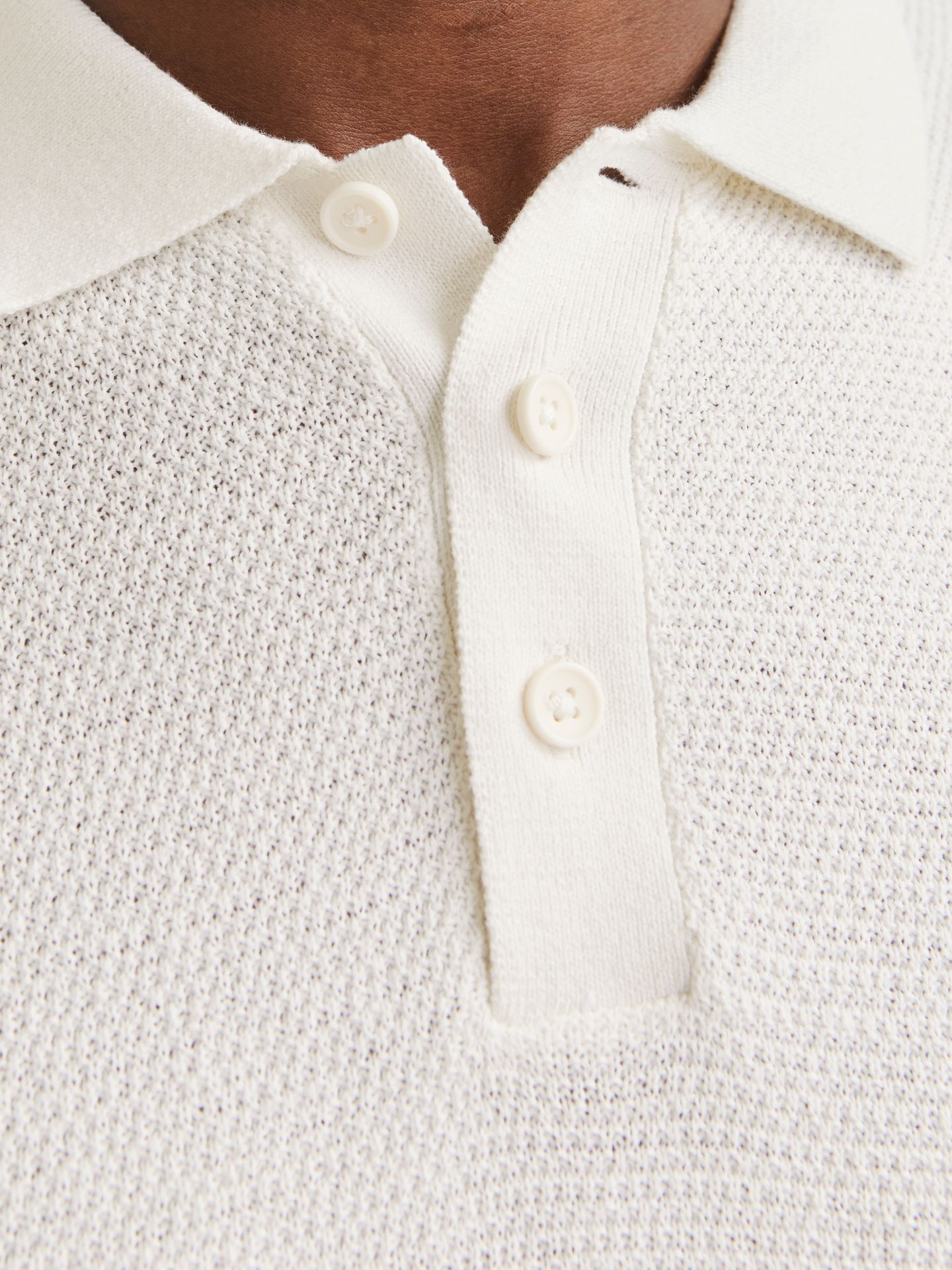 Jack & Jones JJEGEORGE KNIT POLO SS SN Cloud Dancer 2900165487013