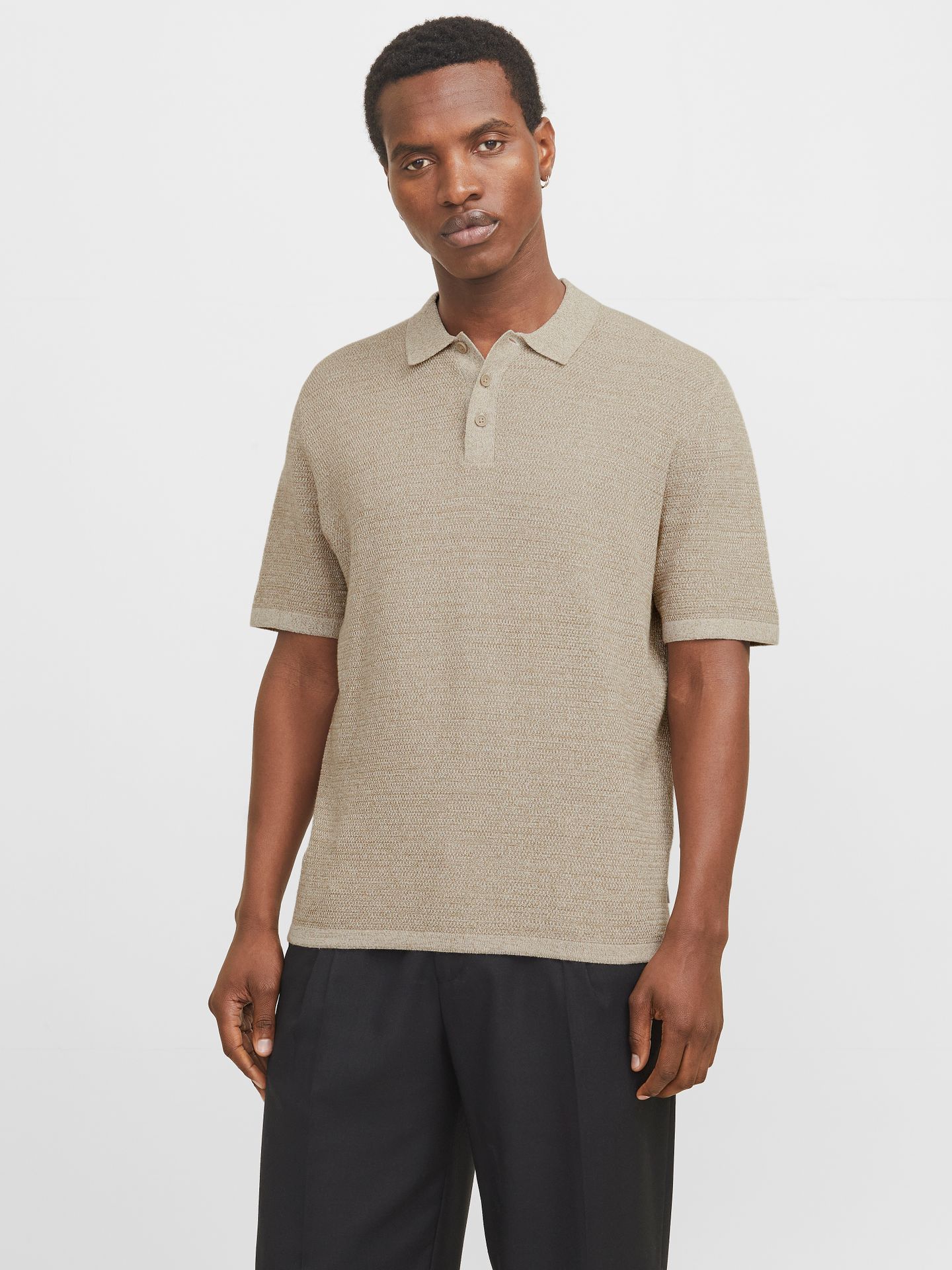 Jack & Jones JJEGEORGE KNIT POLO SS SN Coriander/w. Cloud Dancer 2900164402055