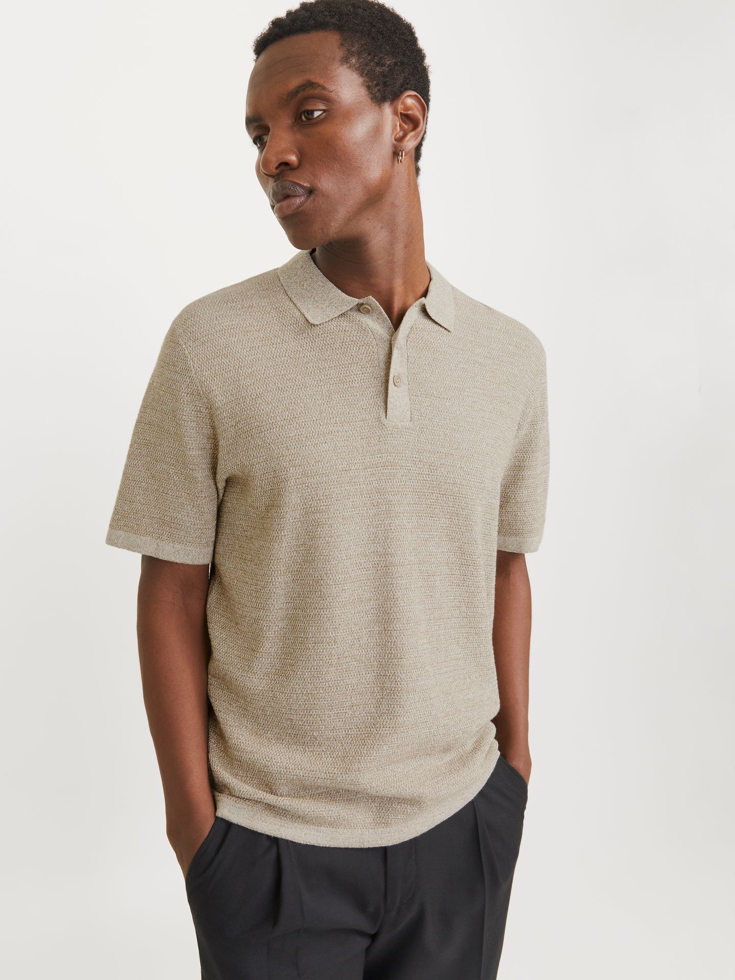 Jack & Jones JJEGEORGE KNIT POLO SS SN Coriander/w. Cloud Dancer 2900164402055