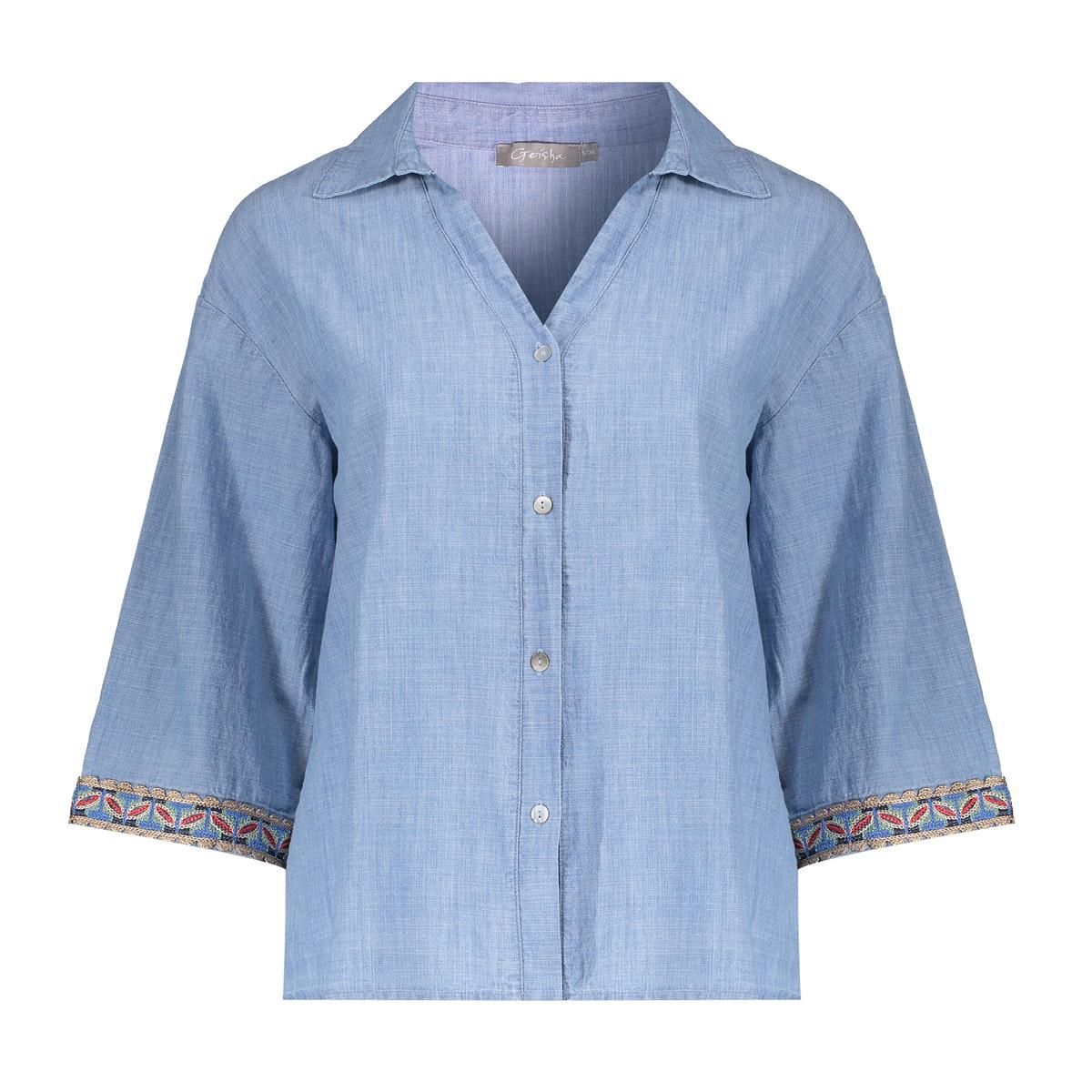 Geisha Blouse chambray with tape 635 jeansblue 2900164522036