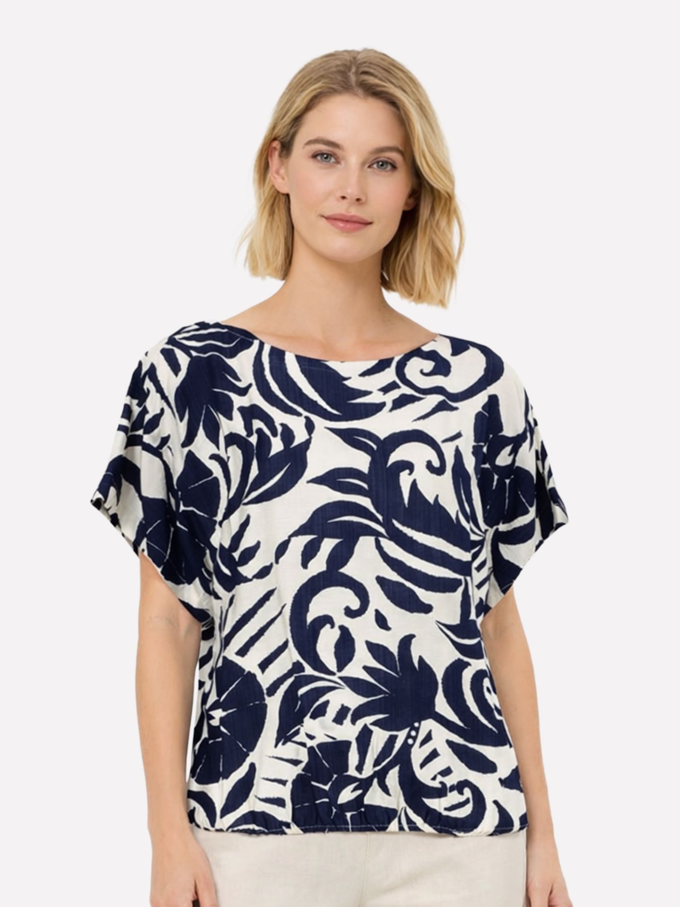 Geisha Top flower bi-color 675 navy/off-white 00117411-EKA26013800000094