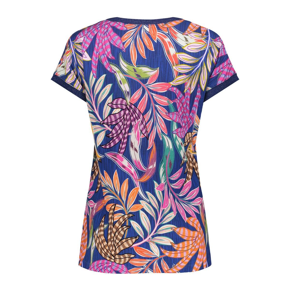 Geisha T-shirt with rib jersey AOP 625 Pr.06-26-1 blue/fuchsia 2900164529035