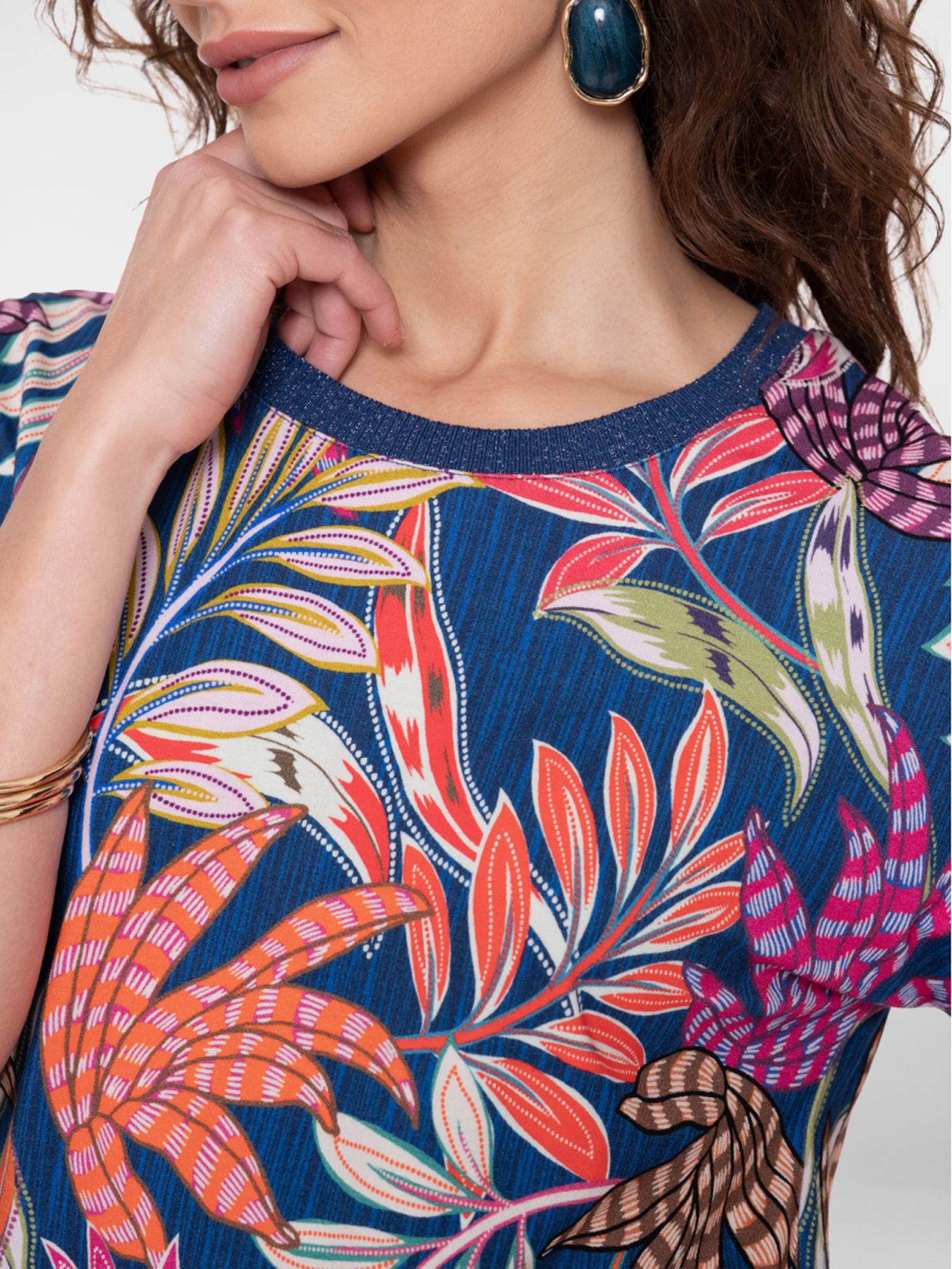 Geisha T-shirt with rib jersey AOP 625 Pr.06-26-1 blue/fuchsia 2900164529035