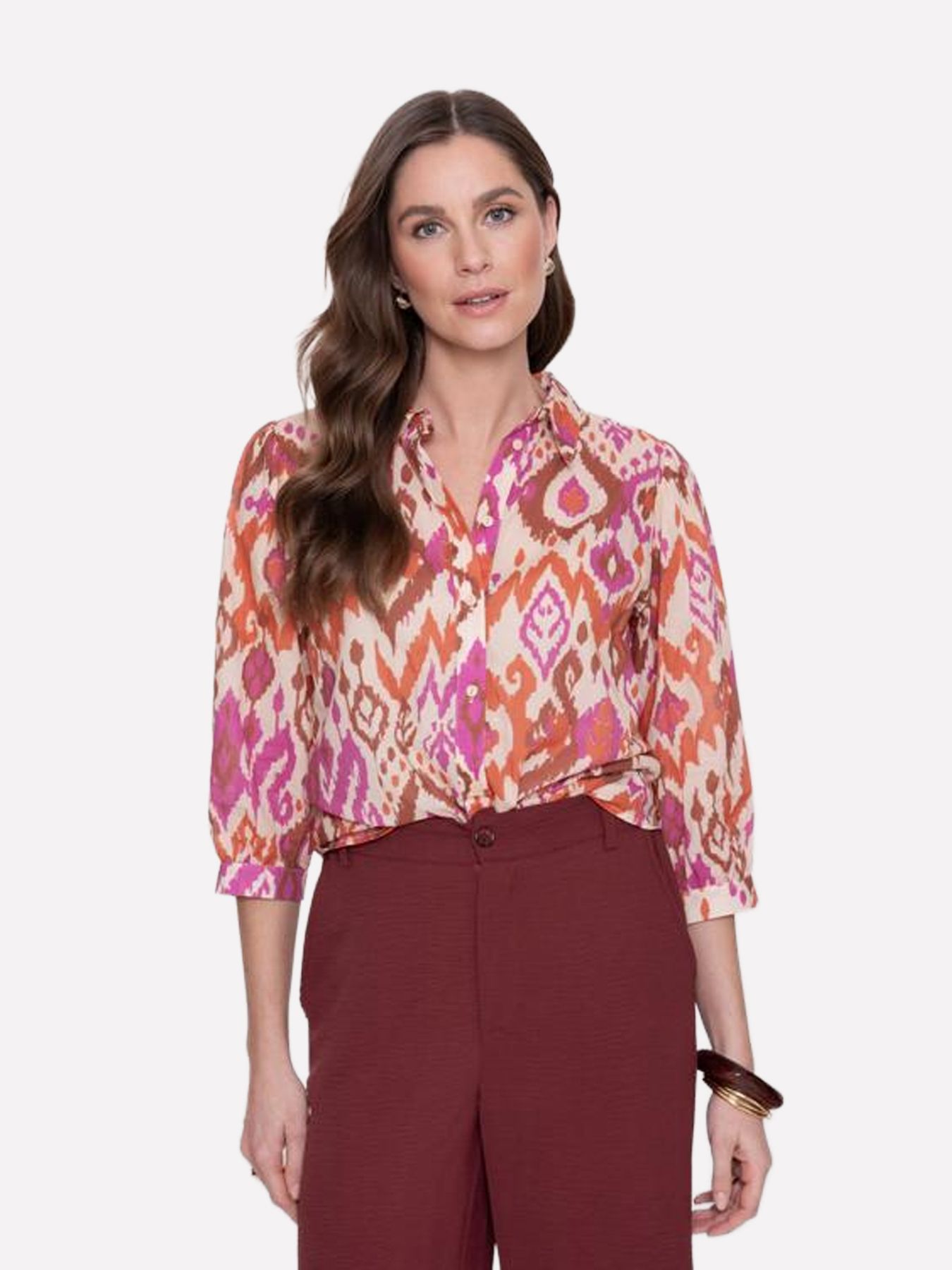 Geisha blouse 718 ecru/brown/cassis 2900164532066