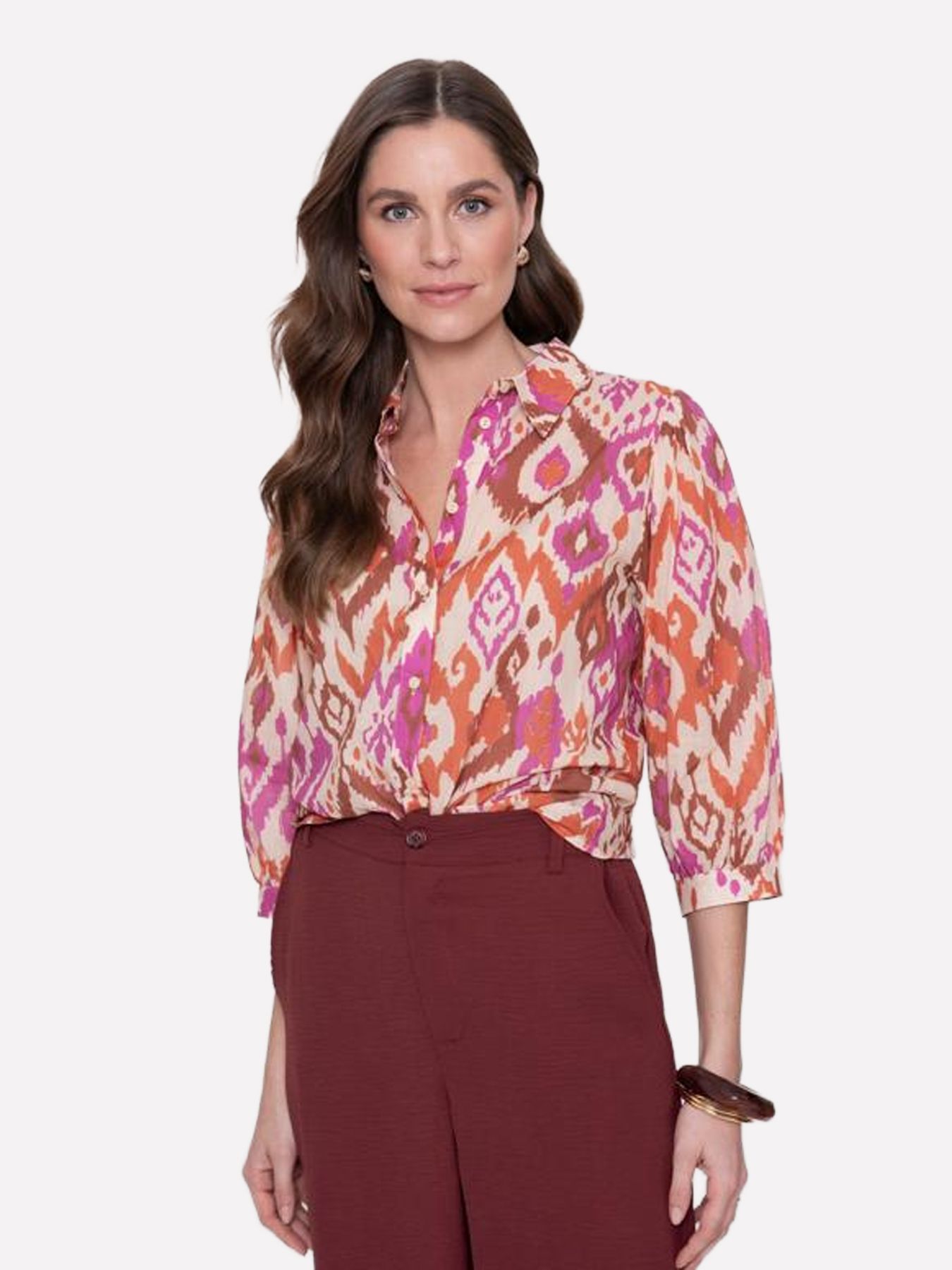 Geisha blouse 718 ecru/brown/cassis 2900164532066