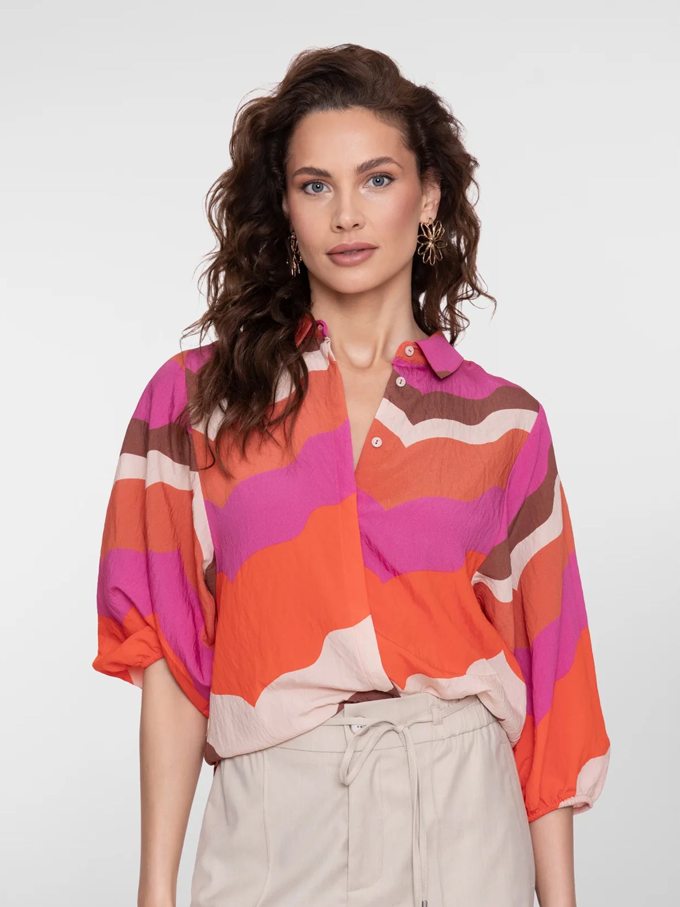 Geisha blouse 718 ecru/brown/cassis 2900164534060