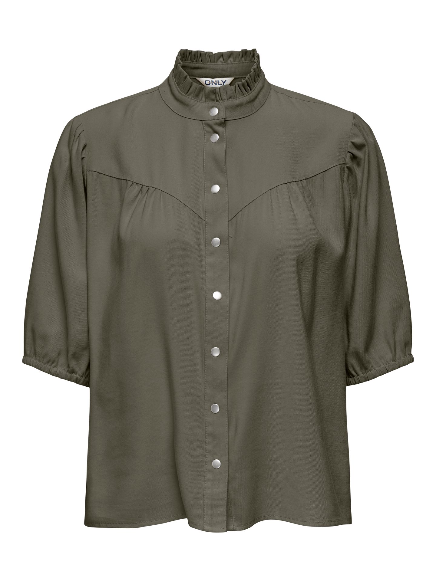 Only ONLARIS  LIFE 2/4 FRILL SHIRT WVN C Smokey Olive 2900165085042