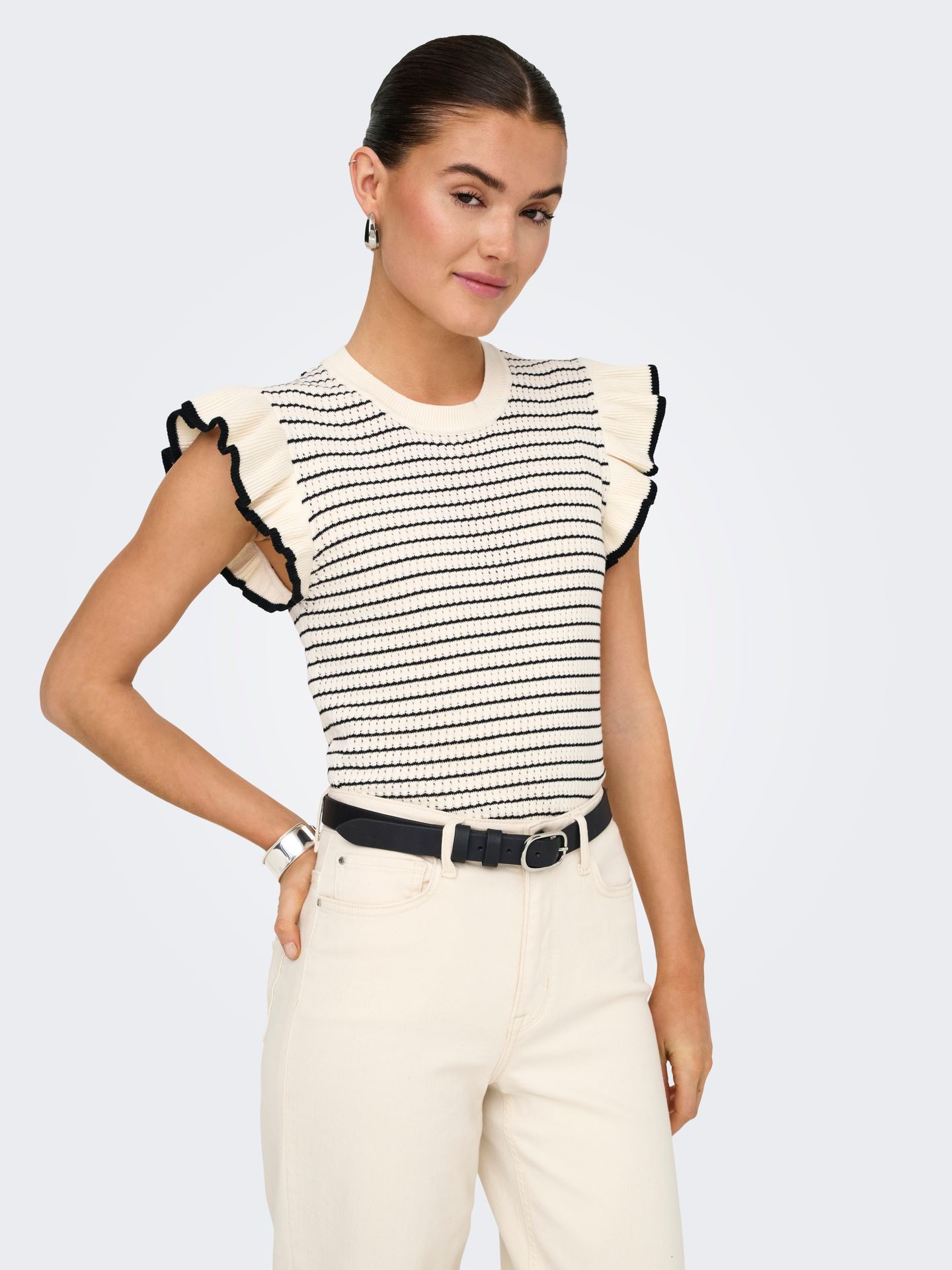 JDY JDYCARICE S/L FRILL PULLOVER KNT NO Cloud Dancer/2024 BRODERIE ANGLAISE 2900165094020