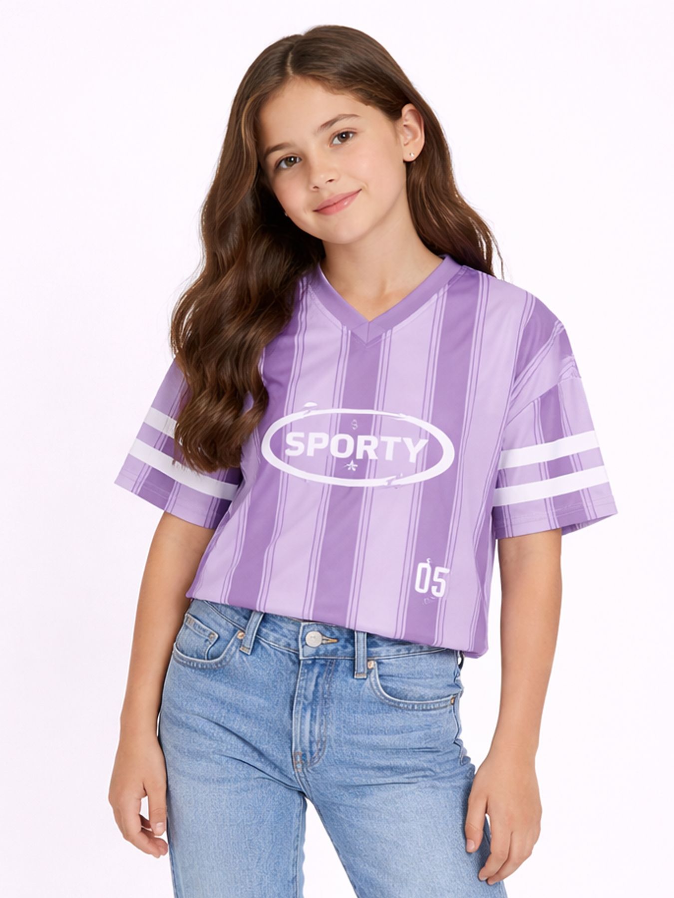Only KOGLULA S/S V-NECK SPORTY TOP CS JR Lilac Breeze/Crushed Grape Stripes/ 00117670-EKA26011400003383