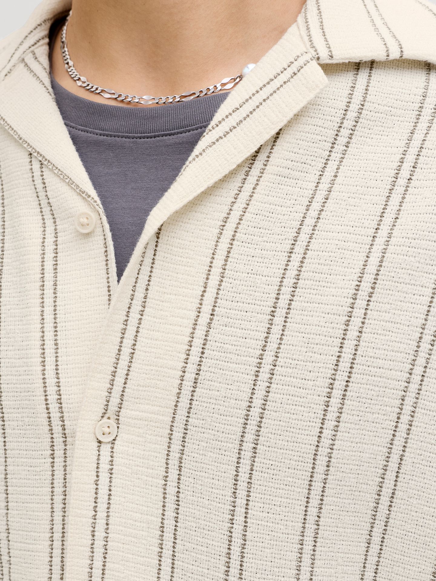 Jack & Jones JJECOBA STRIPE RESORT SHIRT SS SN Antique White/AOP 2900165100059