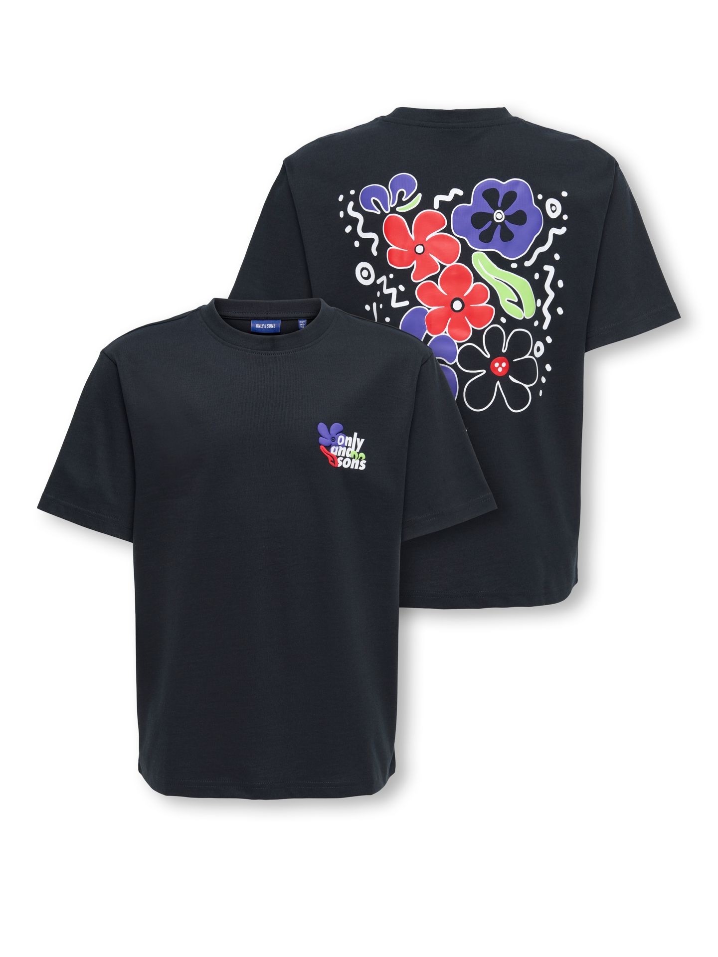 Only & Sons OSJEUPHLORIC LIFE FLOWER RLX SS TEE Jet Black/Egret 2900165111031