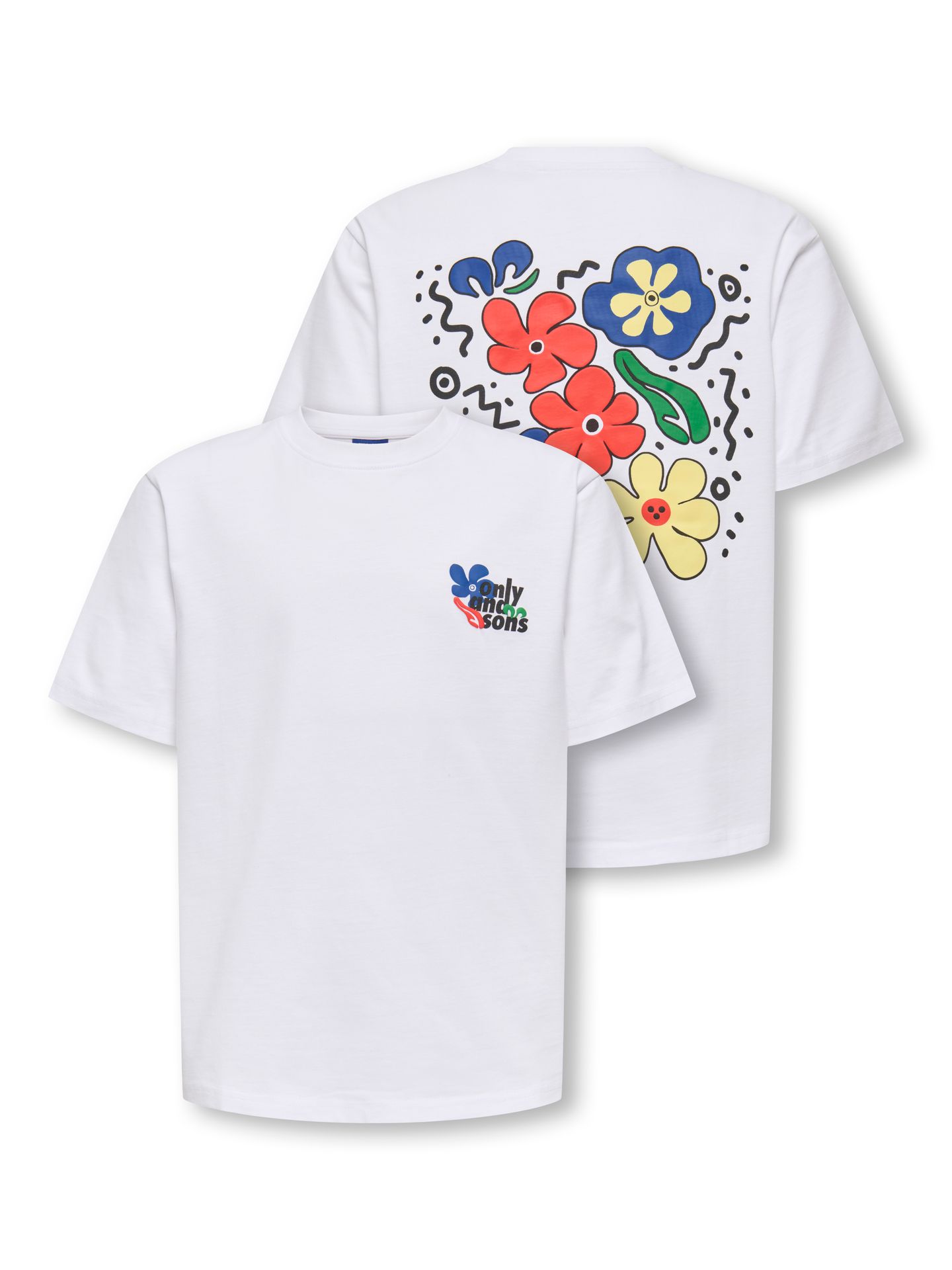 Only & Sons OSJEUPHLORIC LIFE FLOWER RLX SS TEE Bright White/VINEDOS 2900165110034