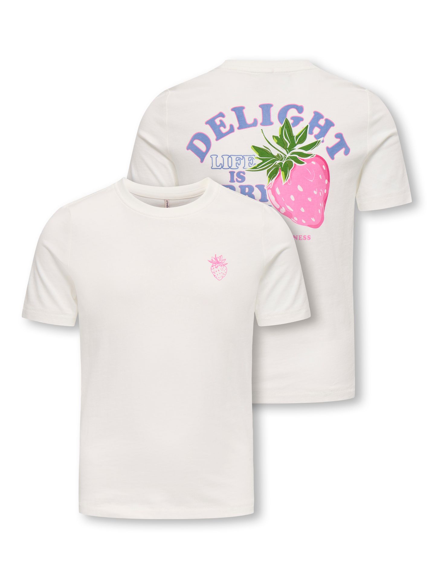 Only KOGBOLETTE LIFE S/S TOP JRS Cloud Dancer/Summer pocket (fuchsia 2900166117025