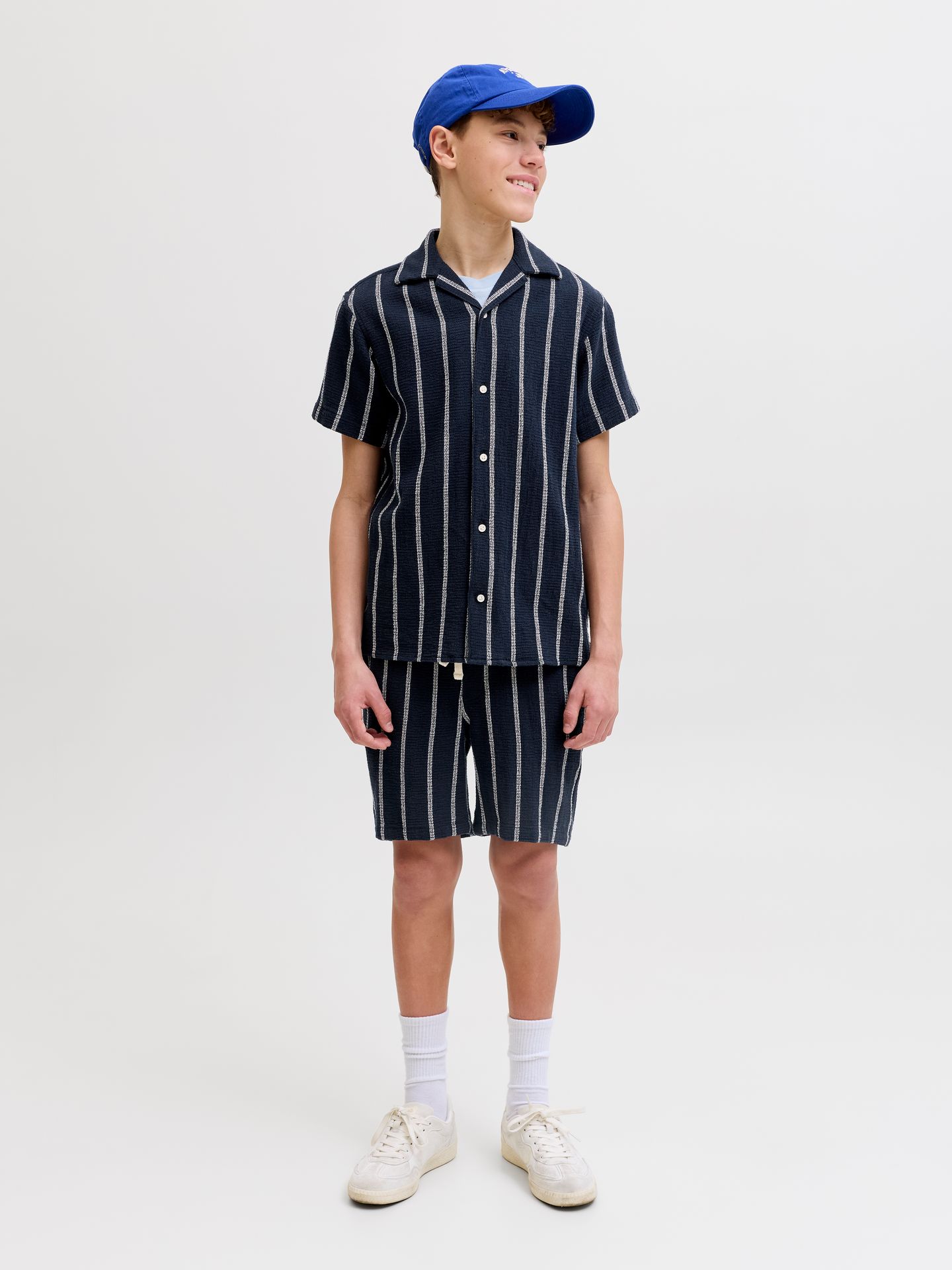Jack & Jones JJECOBA STRIPE RESORT SHIRT SS SN J Sky Captain/Stripes 2900165121047