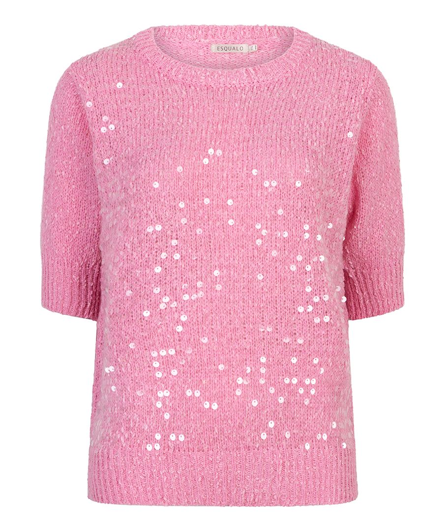 Esqualo Sweater s/slve sequins 420 rose 2900165130070