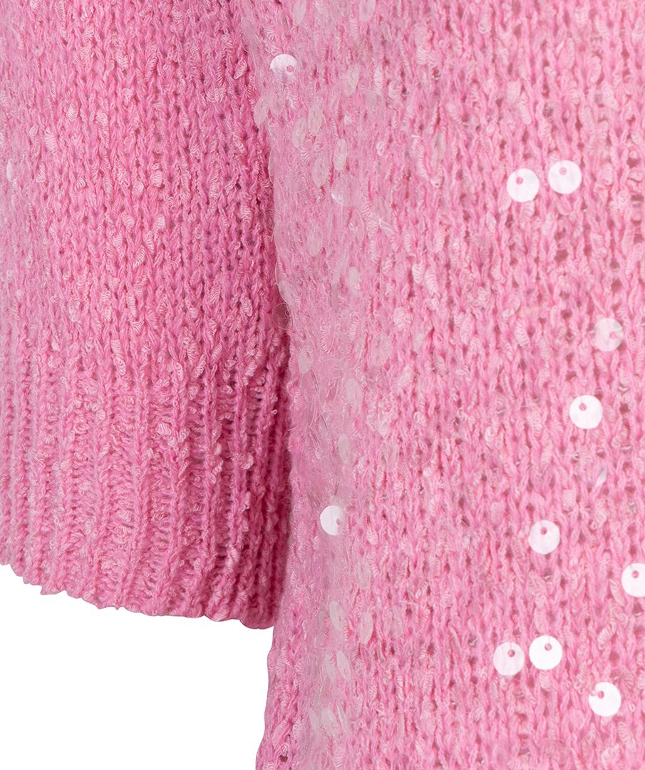 Esqualo Sweater s/slve sequins 420 rose 2900165130070