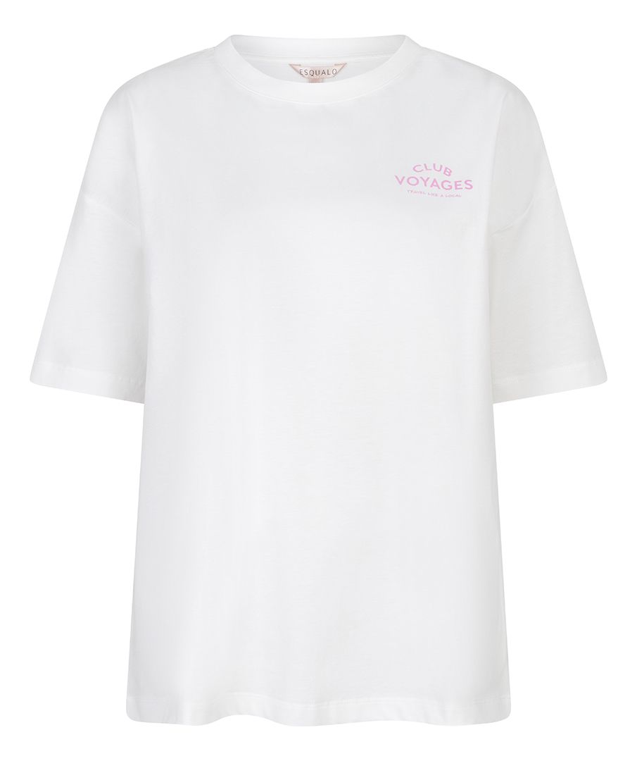 Esqualo T-shirt wide 'voyages' 935 off white / rose 2900165133040