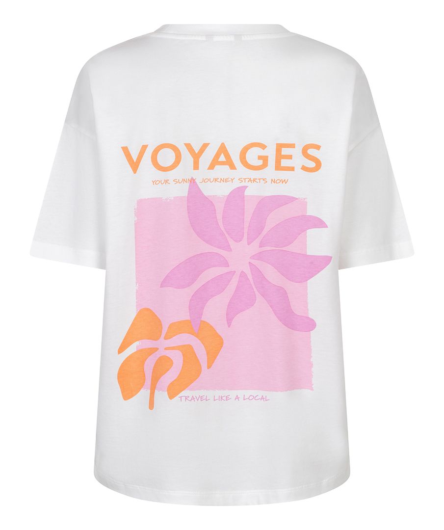 Esqualo T-shirt wide 'voyages' 935 off white / rose 2900165133040