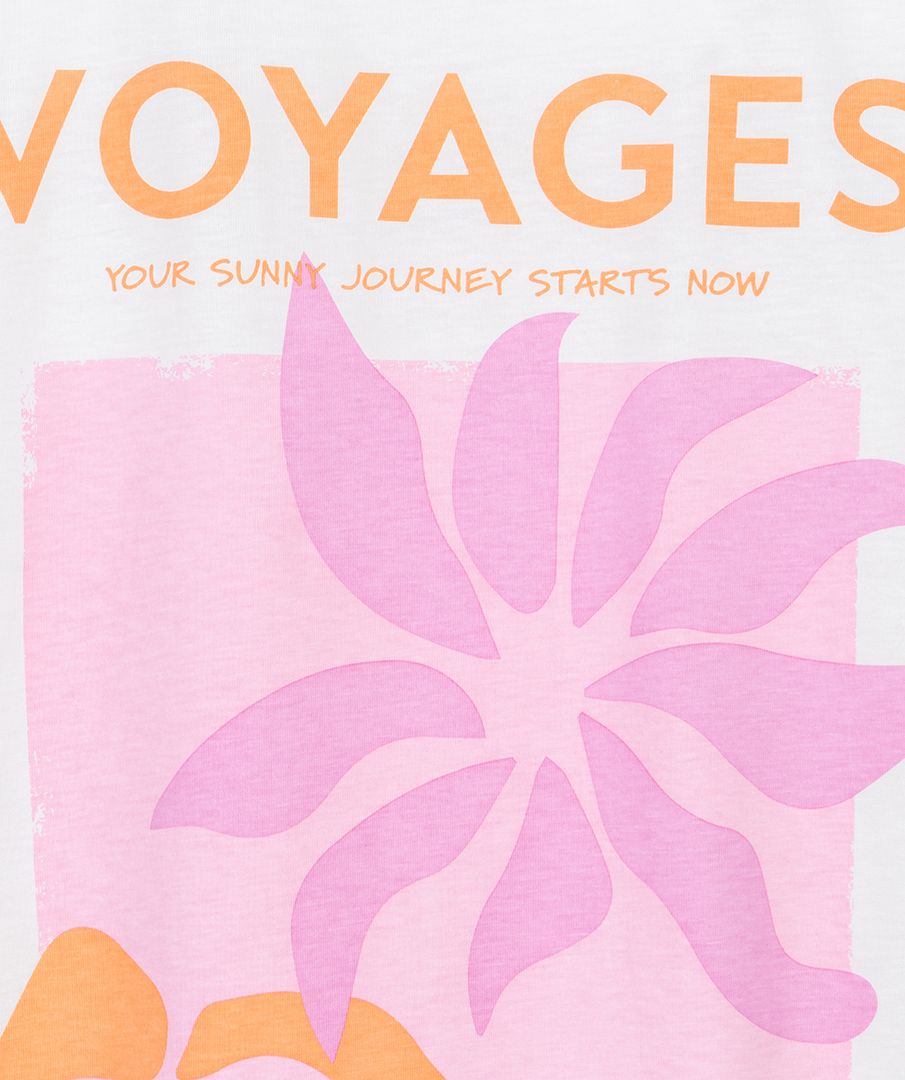 Esqualo T-shirt wide 'voyages' 935 off white / rose 2900165133040