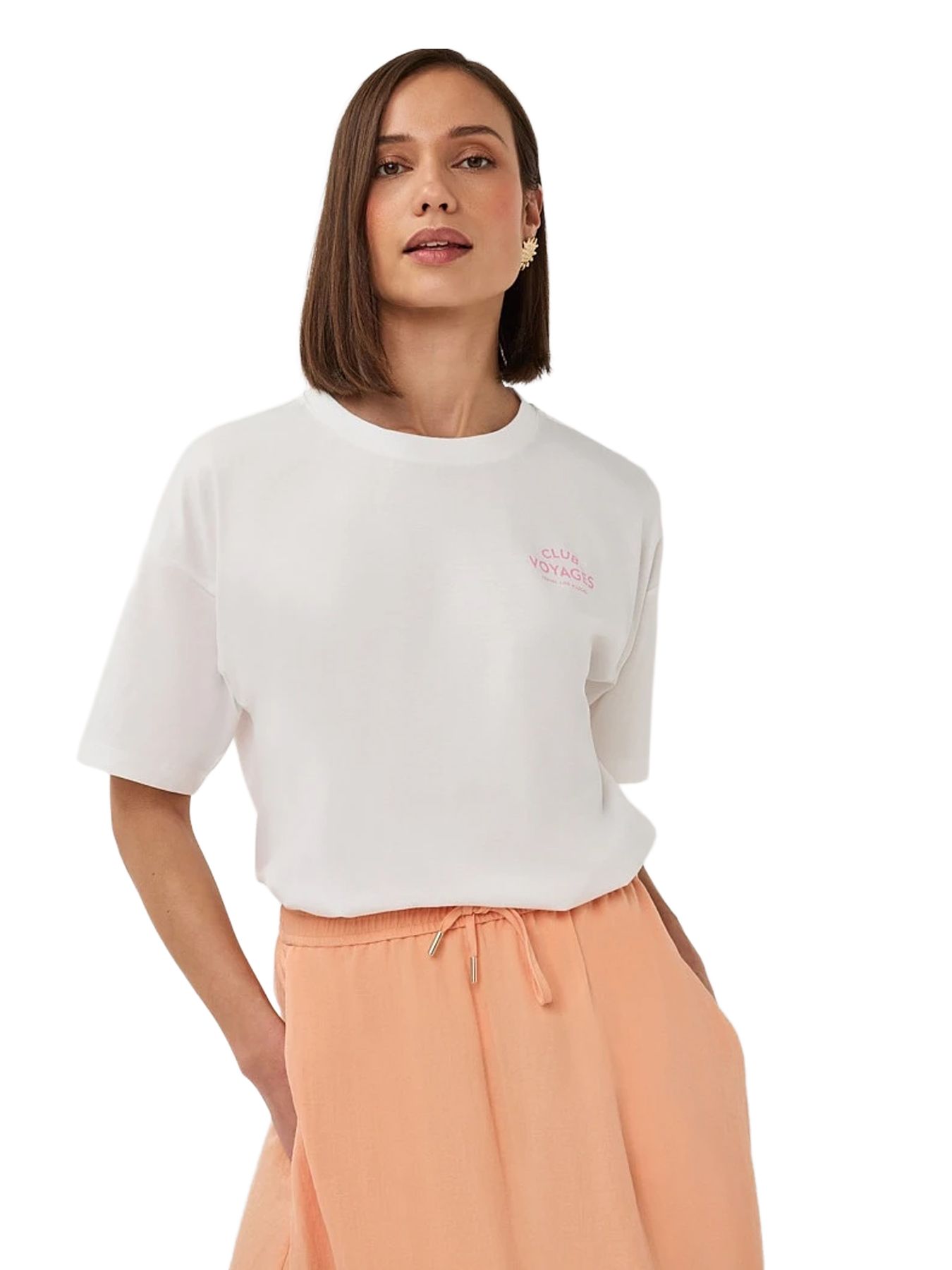 Esqualo T-shirt wide 'voyages' 935 off white / rose 2900165133040