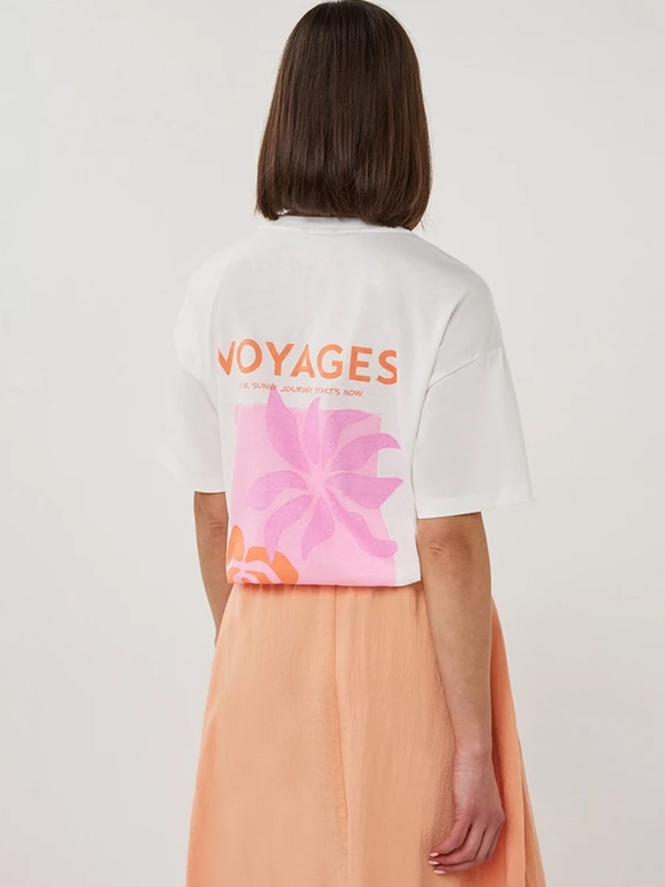 Esqualo T-shirt wide 'voyages' 935 off white / rose 2900165133040