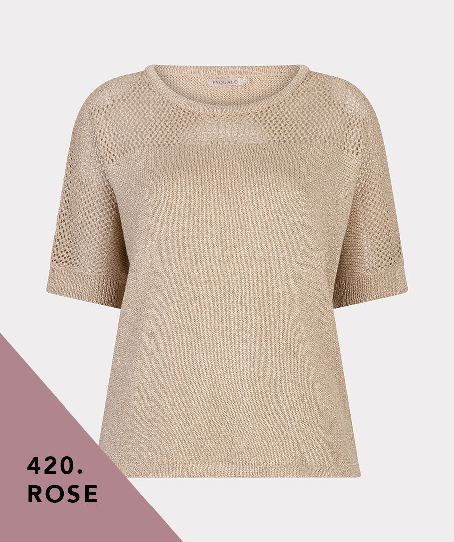 Esqualo Sweater ajour batwing 420 rose 2900165135044