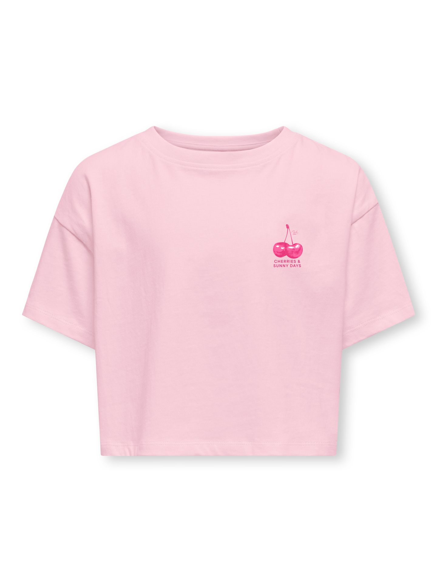 Only KOGMILLA LIFE S/S BOXY PRINTED TOP Romance Rose/Bright White Text/Pink 00117693-EKA26011400003354