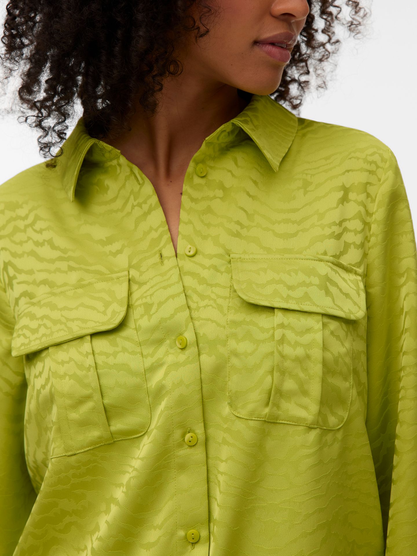 Vero Moda VMMARYS KIRA LS TIE SHIRT WVN LCS Bright Chartreuse/jacquard 2900165213049