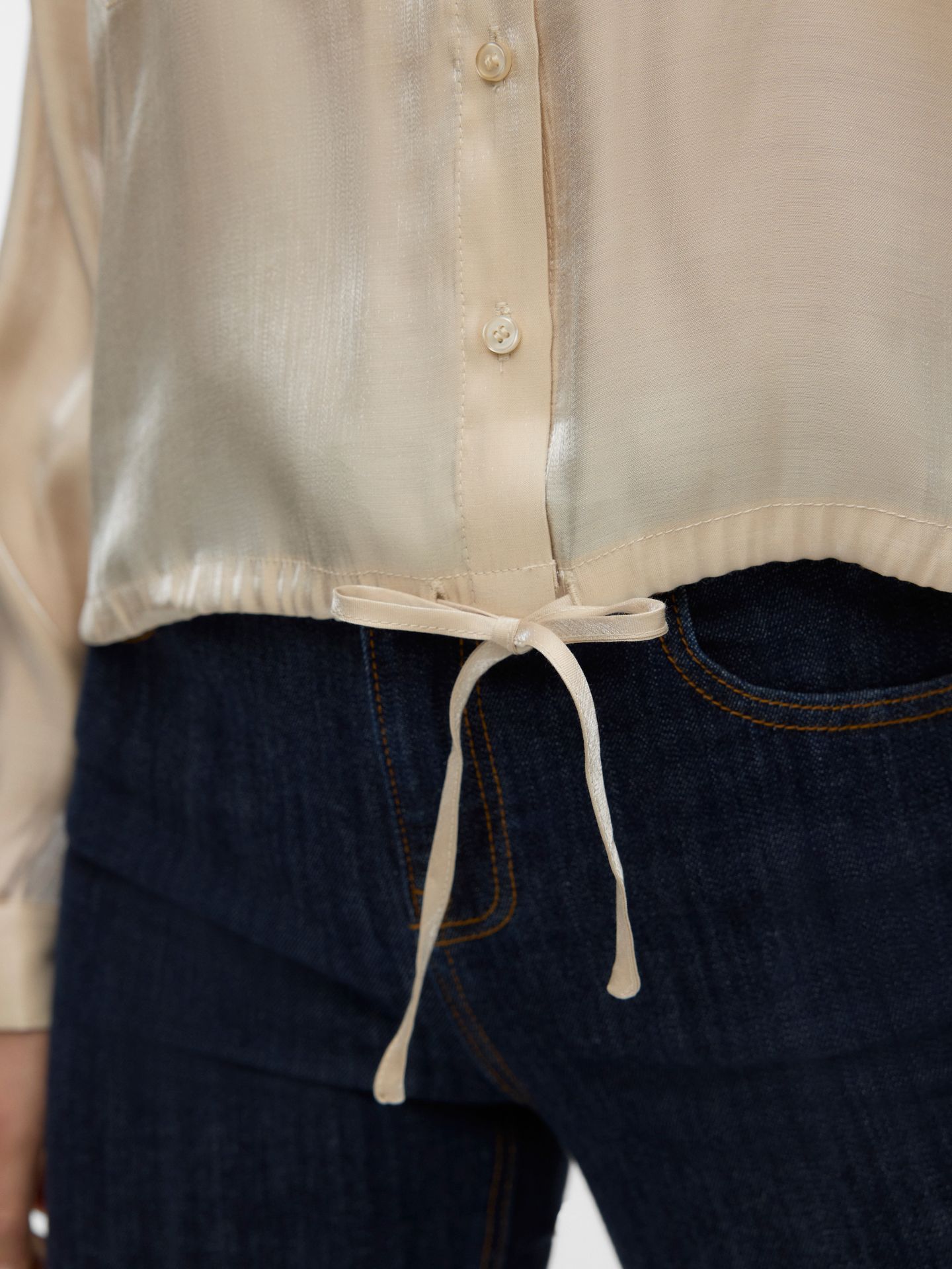 Vero Moda VMMARYS LIVA LS TIE SHIRT WVN LCS Oatmeal 2900165226032