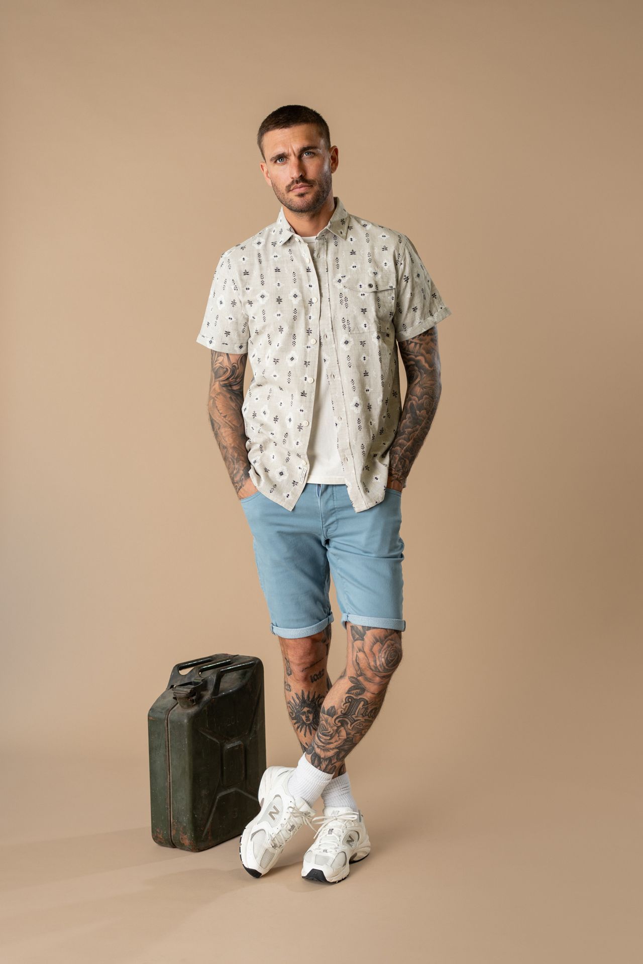 Petrol Industries Men Shirt Short Sleeve AOP 7130 light tan 00117755-EKA26002700000141