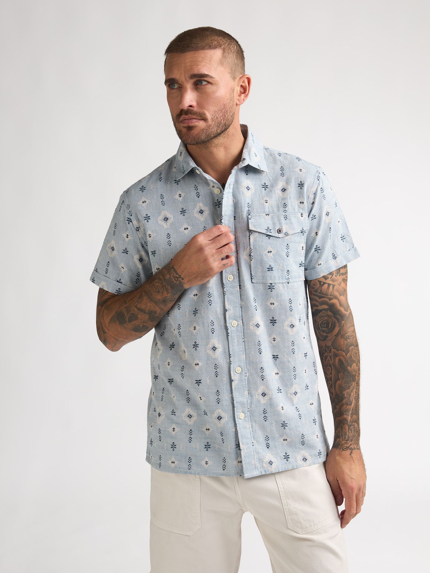 Petrol Industries Men Shirt Short Sleeve AOP 5195 marble blue 00117755-EKA26002700000185