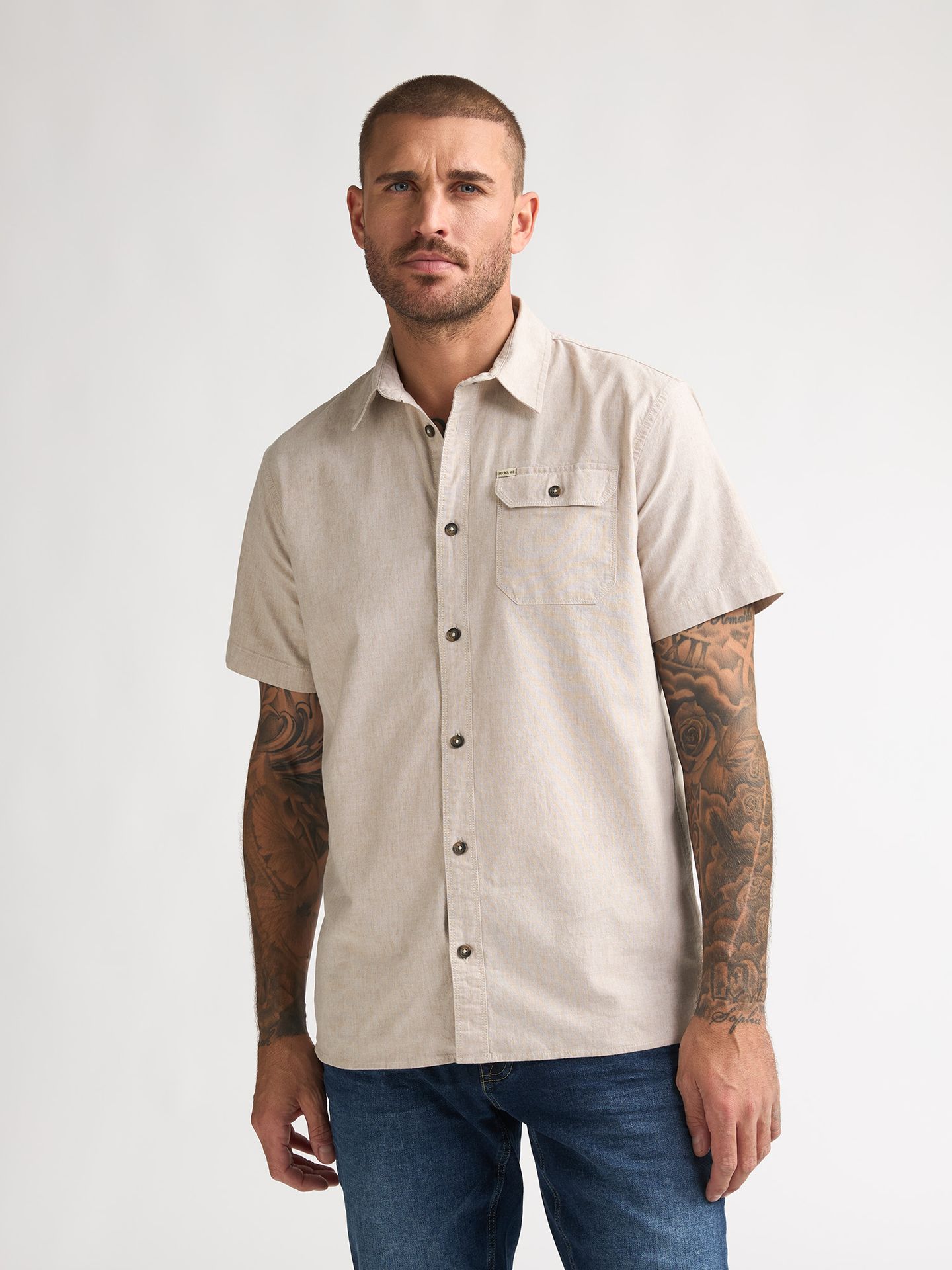 Petrol Industries Men Shirt Short Sleeve Uni 7130 light tan 00117757-EKA26002700000141