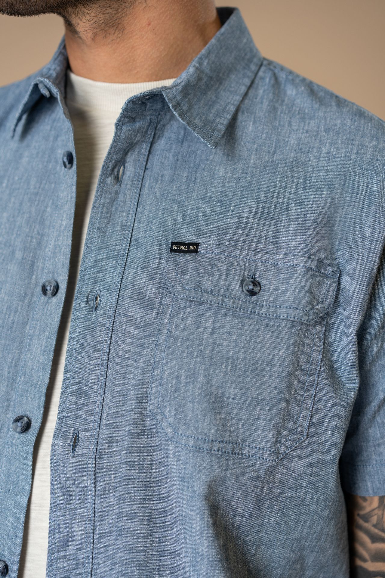 Petrol Industries Men Shirt Short Sleeve Uni 5001 light indigo 2900165275047