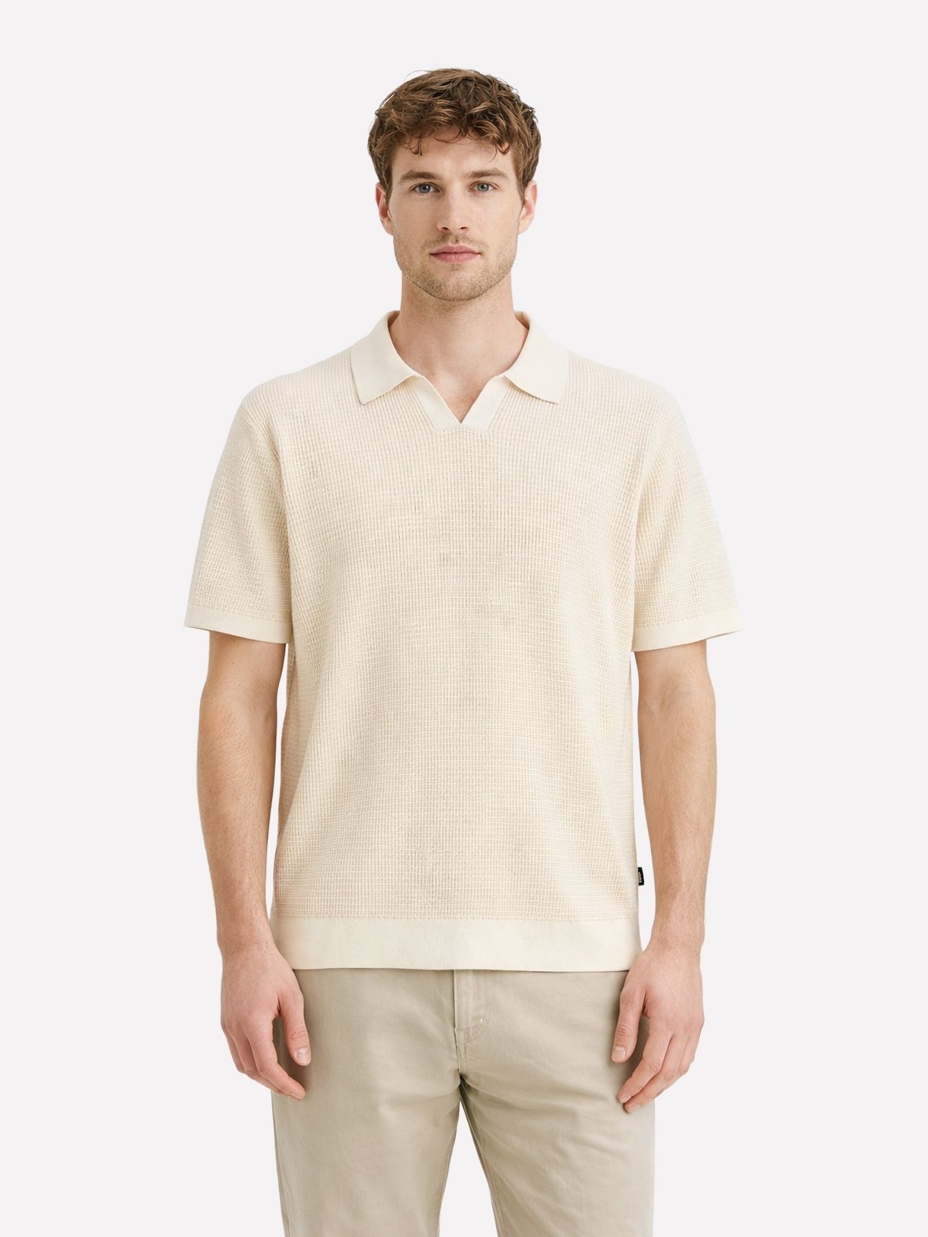 Jack & Jones JPRBLAHUDSON KNIT SPLIT NECK SS SN Whitecap Gray/Melange 00117772-EKA26011400002705