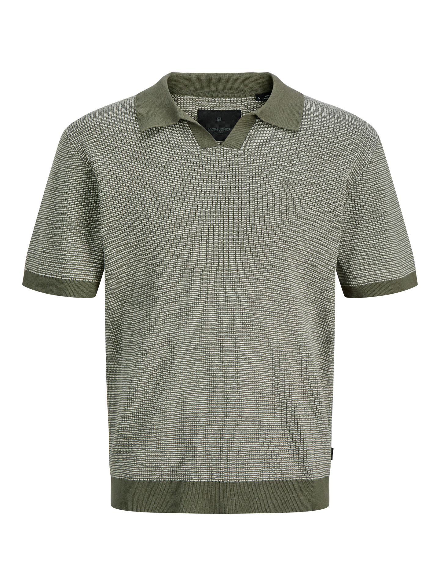 Jack & Jones JPRBLAHUDSON KNIT SPLIT NECK SS SN Smokey Olive/Twist 00117772-EKA26011400003409