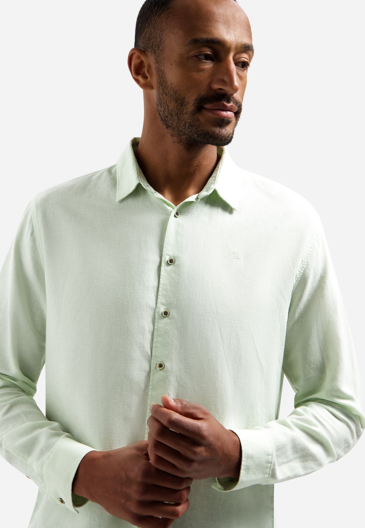 No Excess Shirt With Linen 057 seagreen 2900165305065