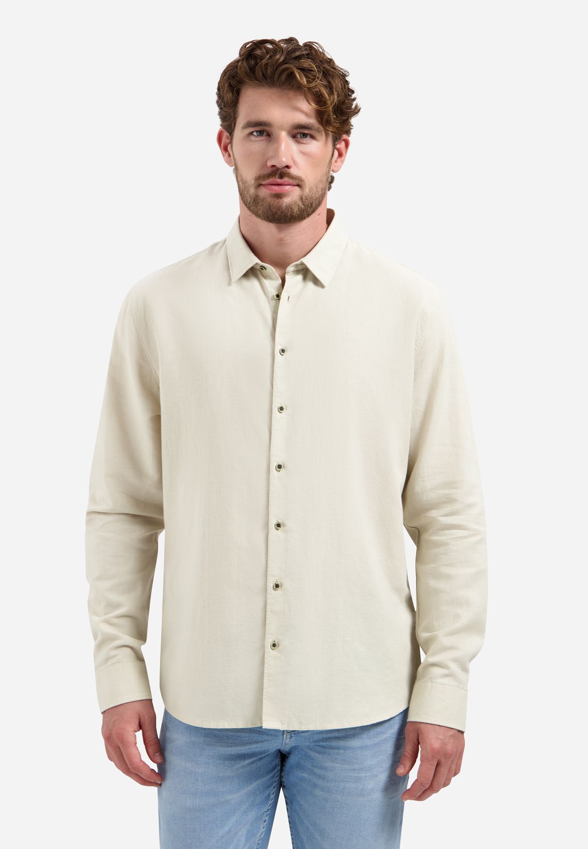 No Excess Shirt With Linen 045 desert 00117774-EKA14000100000111