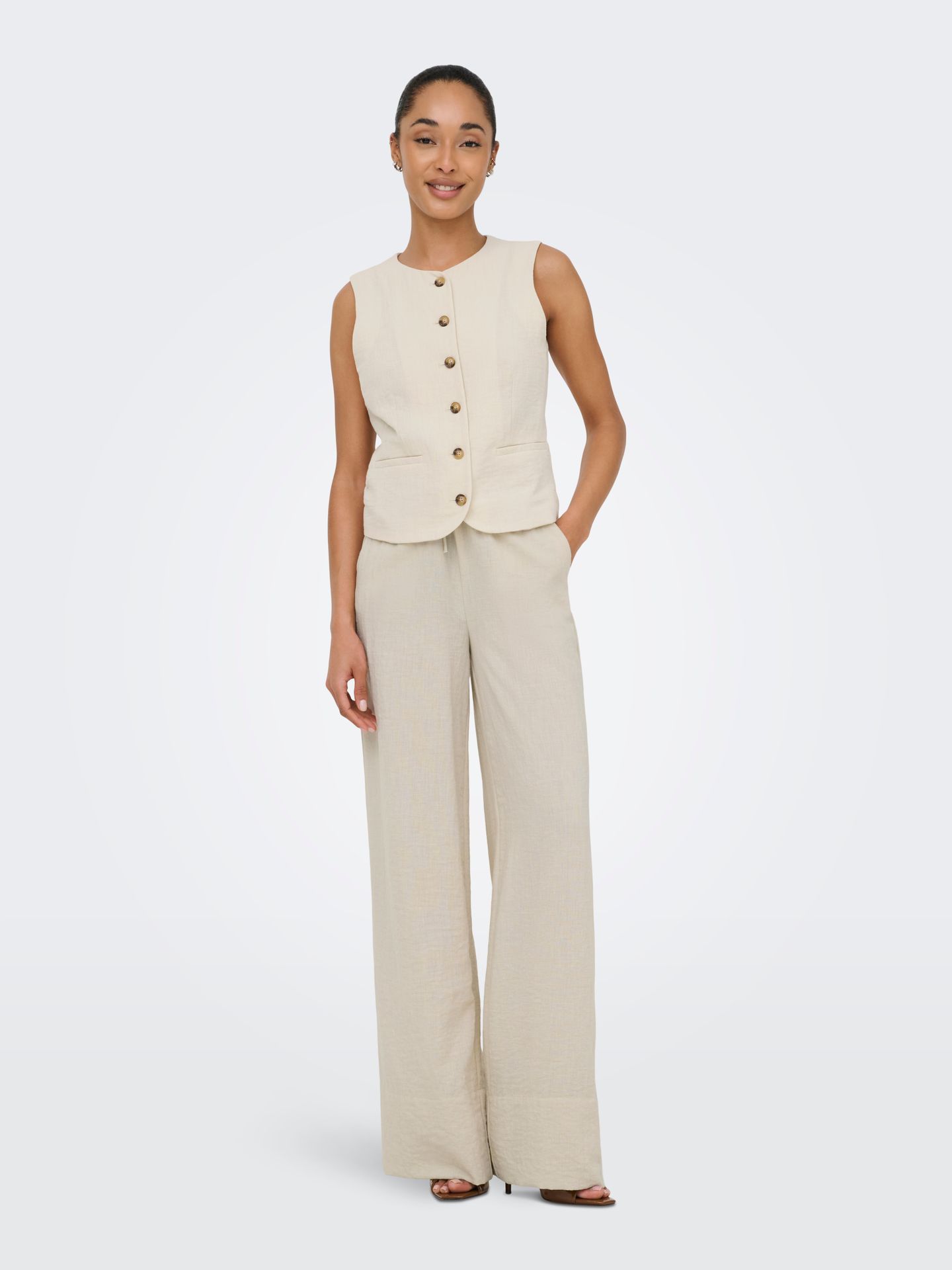 Only JDYCARA MW PALAZZO PANT TLR Oatmeal 2900165319024