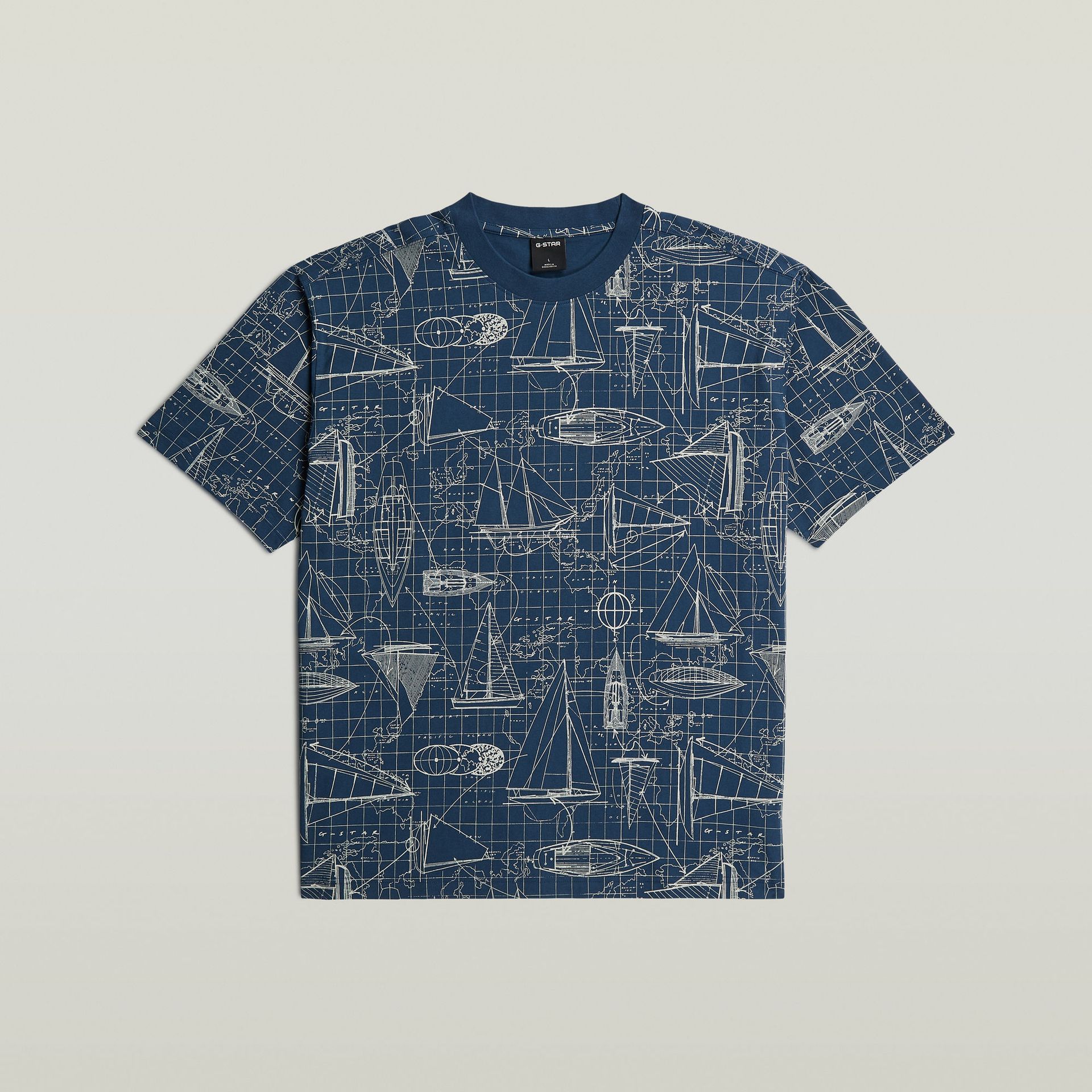 G-star Raw Aop relaxed r t J120 rank blue boat blueprint 2900165335062