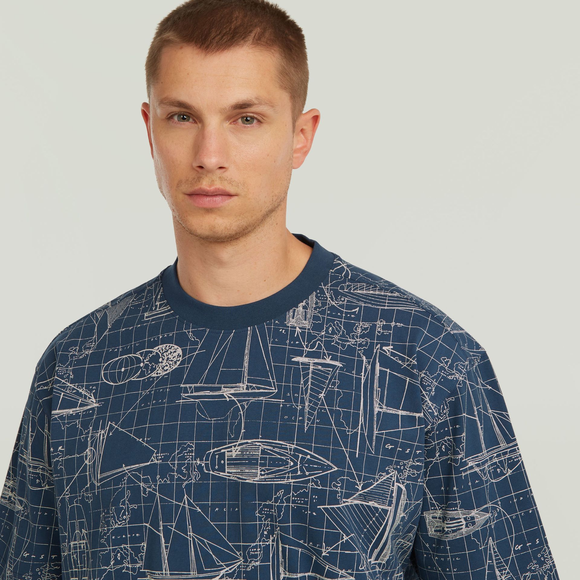 G-star Raw Aop relaxed r t J120 rank blue boat blueprint 2900165335062