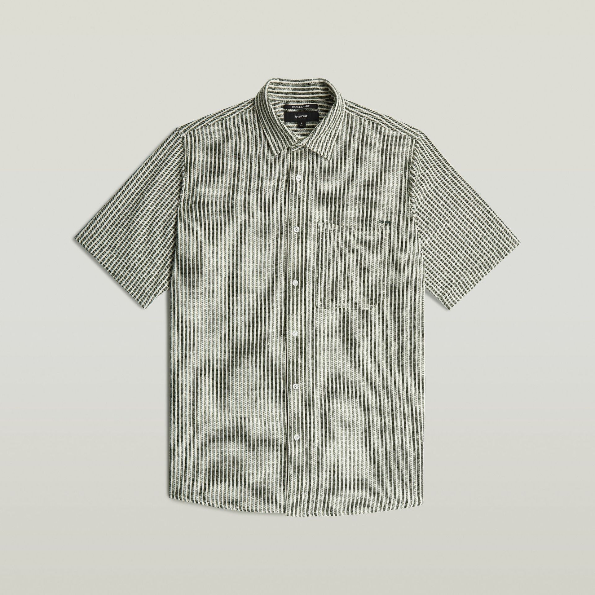 G-star Raw One Pkt Regular Shirt s\s J112 dk nuri green wide stripe 2900165344040