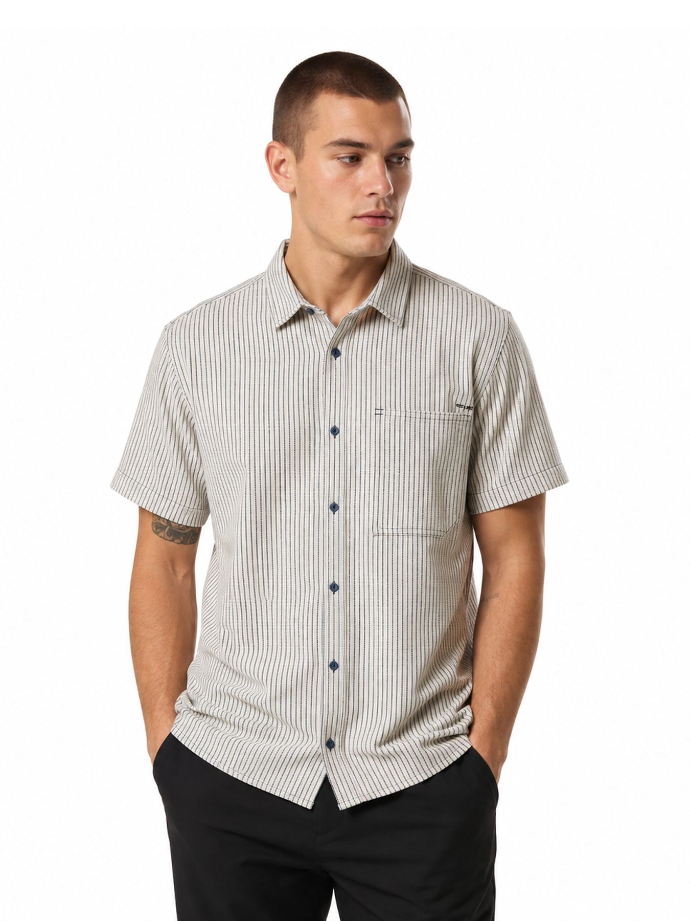 G-star Raw One Pkt Regular Shirt s\s J113 rank blue slim stripe 2900165345078